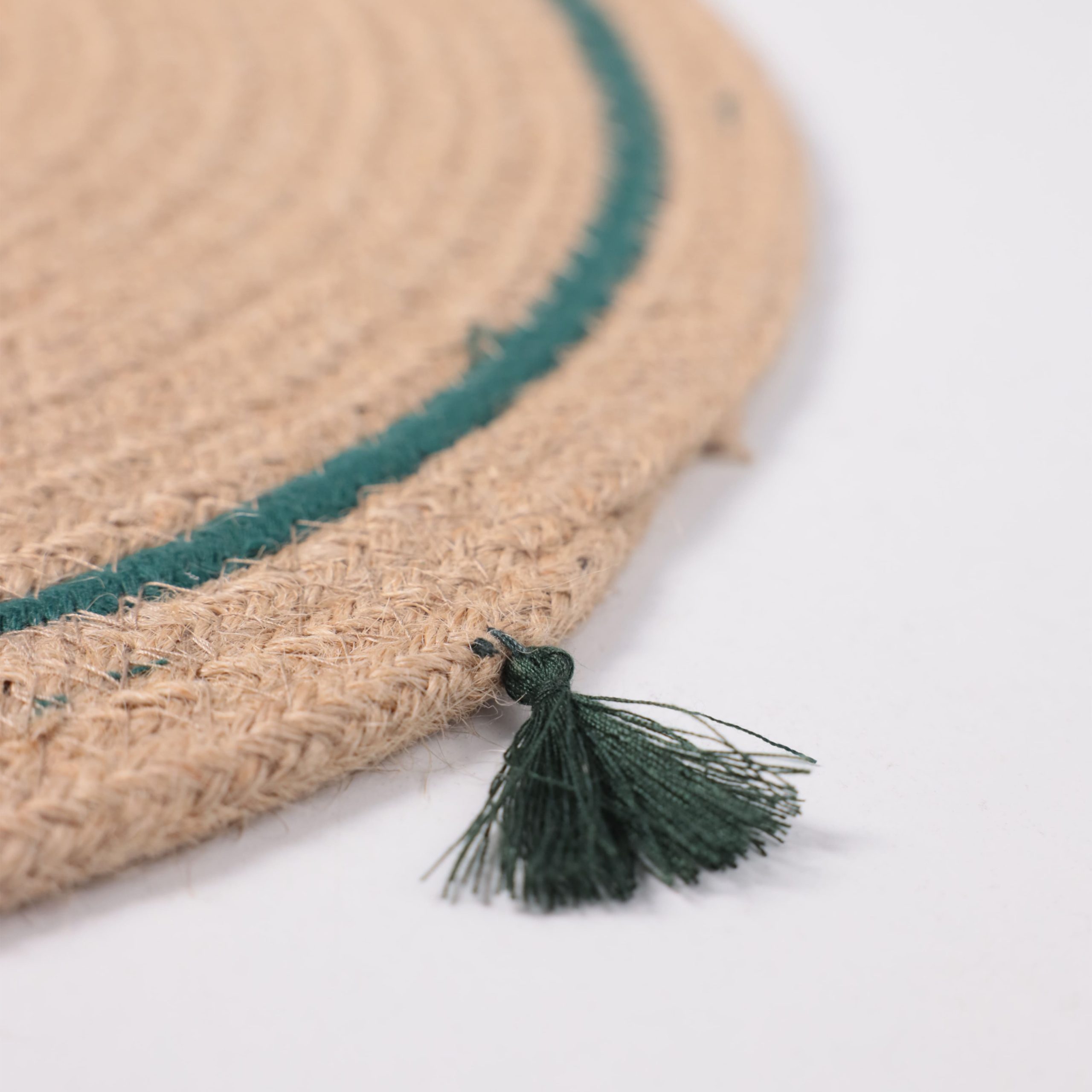 Подставка сервировочная LINENOVA, круглая, натуральный+зеленый, 38см