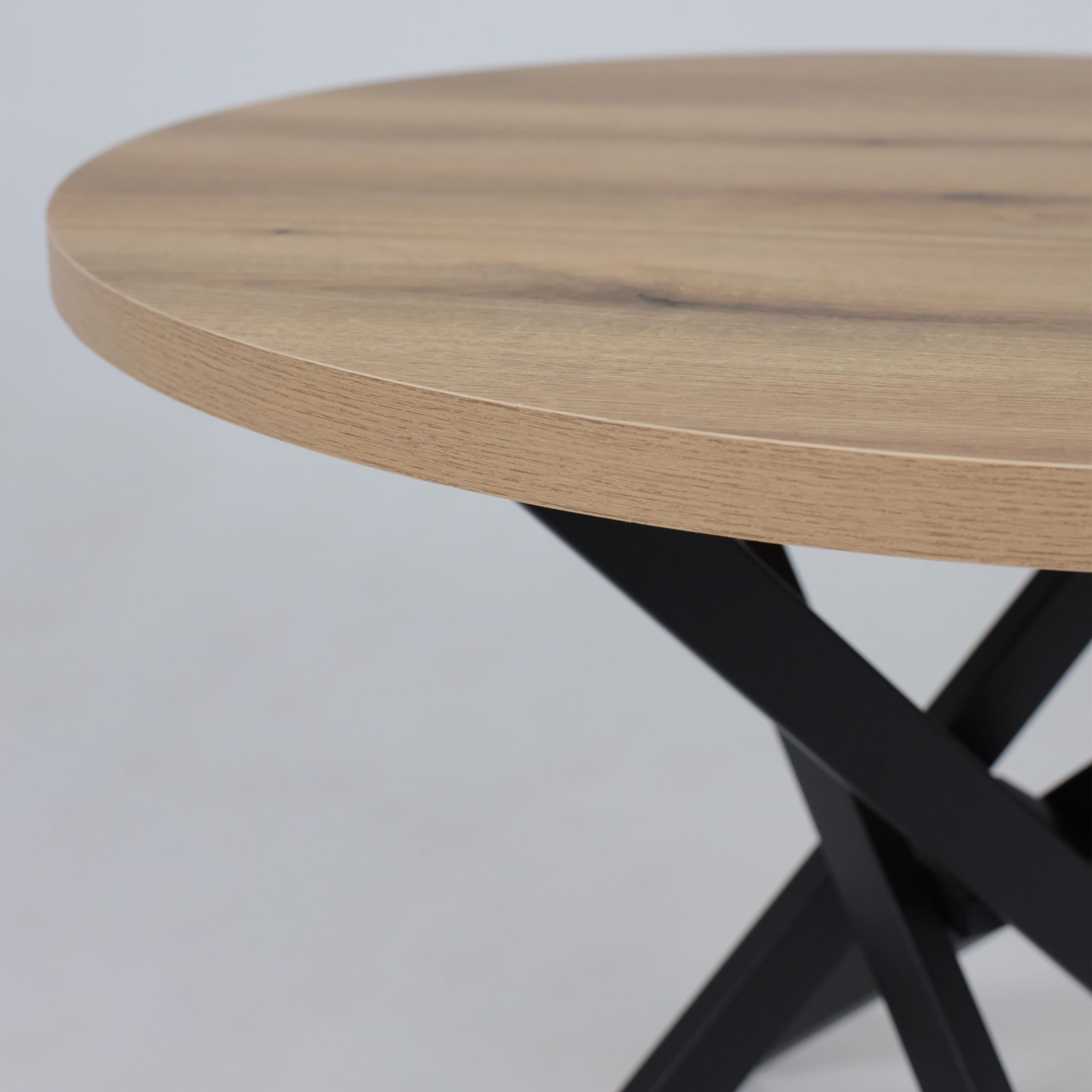 Стол РИГА, D950, Дуб Сильверджек Ореховый/Черный