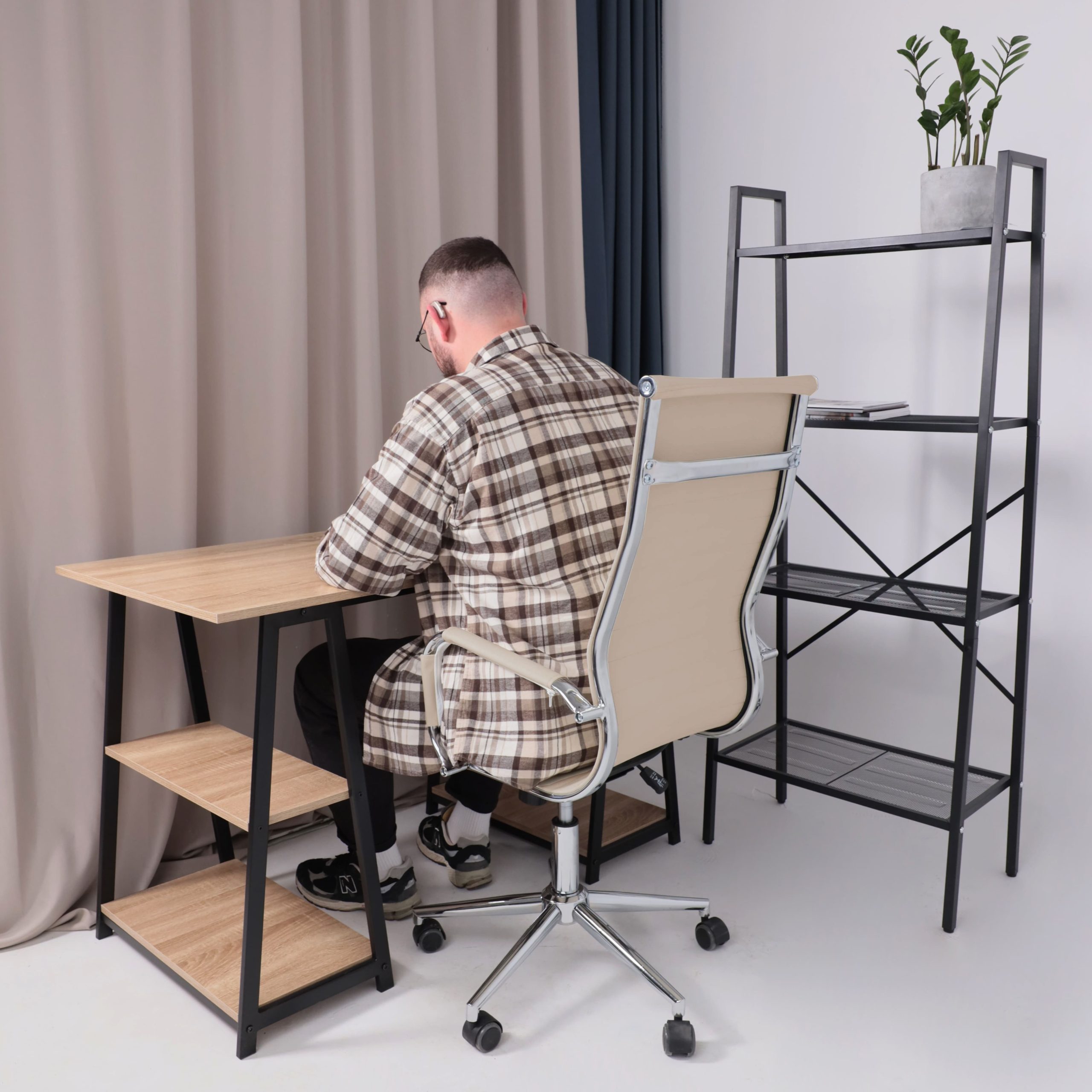 Кресло поворотное EVELIN, экокожа, бежевый