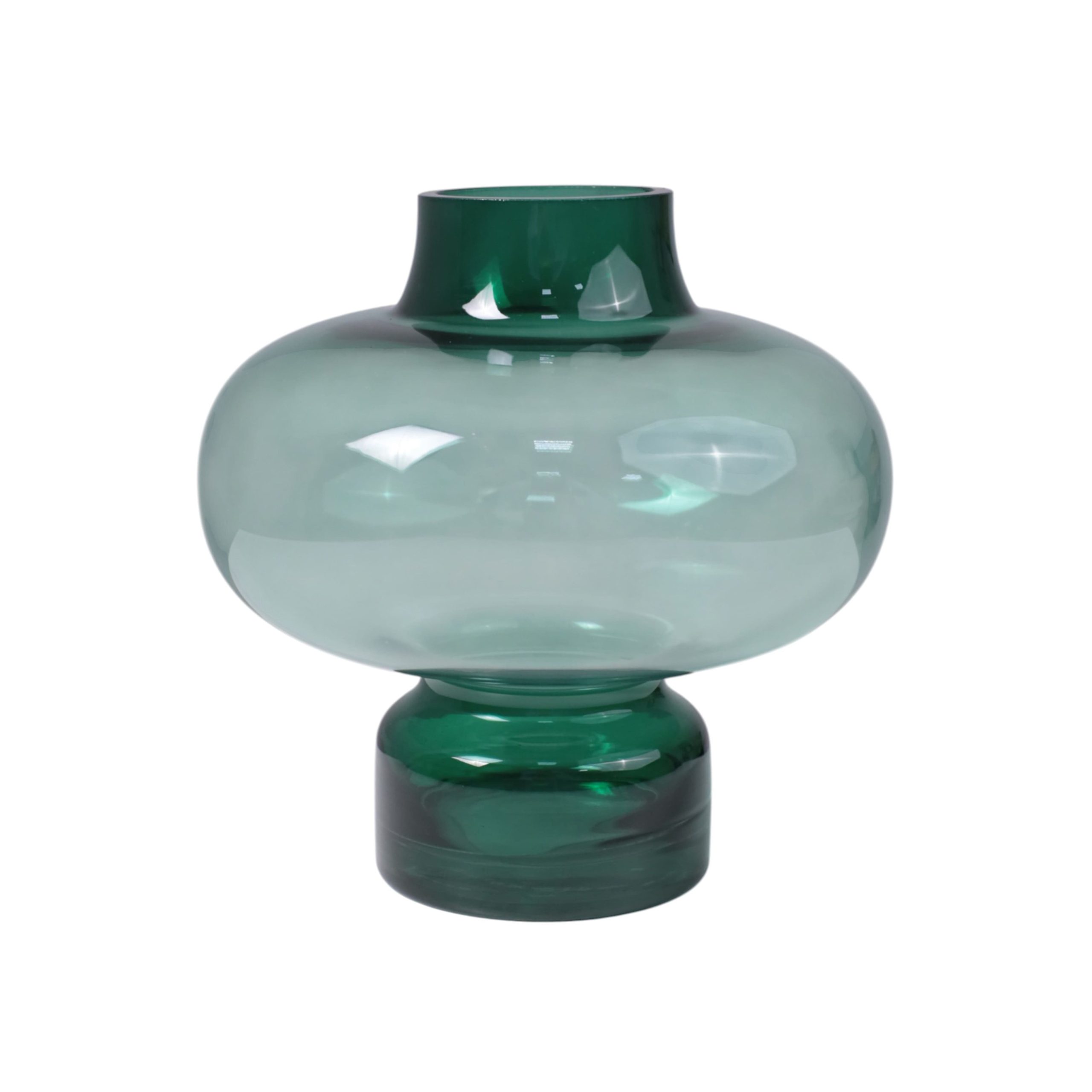 Ваза стеклянная ROUND 2, зеленый, 15*25см