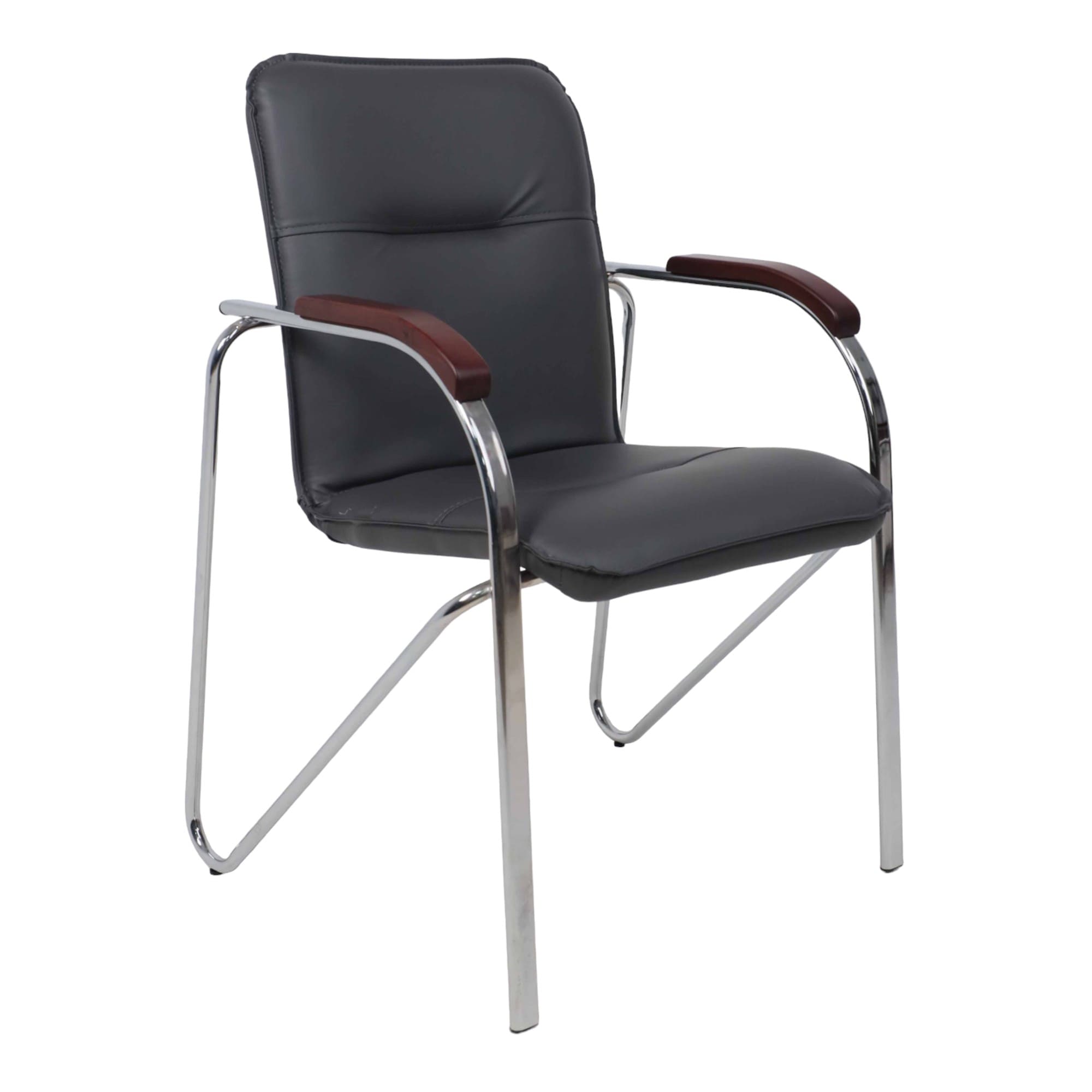 Кресло SAMBA AKS-1 Pegasso темно-серый, подлокотники дерево темное