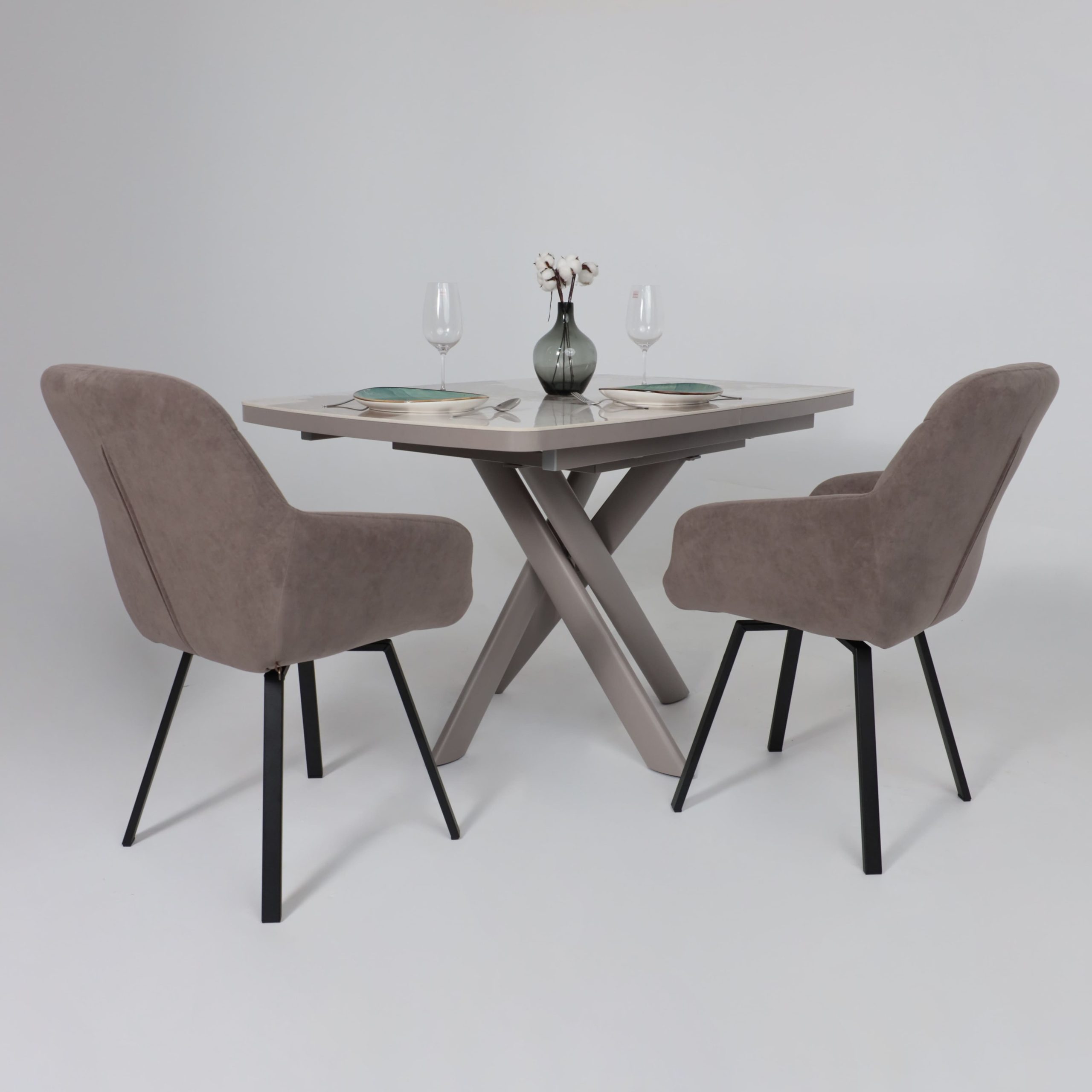 Стол LEONEL-130, раздвижной 130(165)х85, PANDORA GLOSS ST CER/Капучино