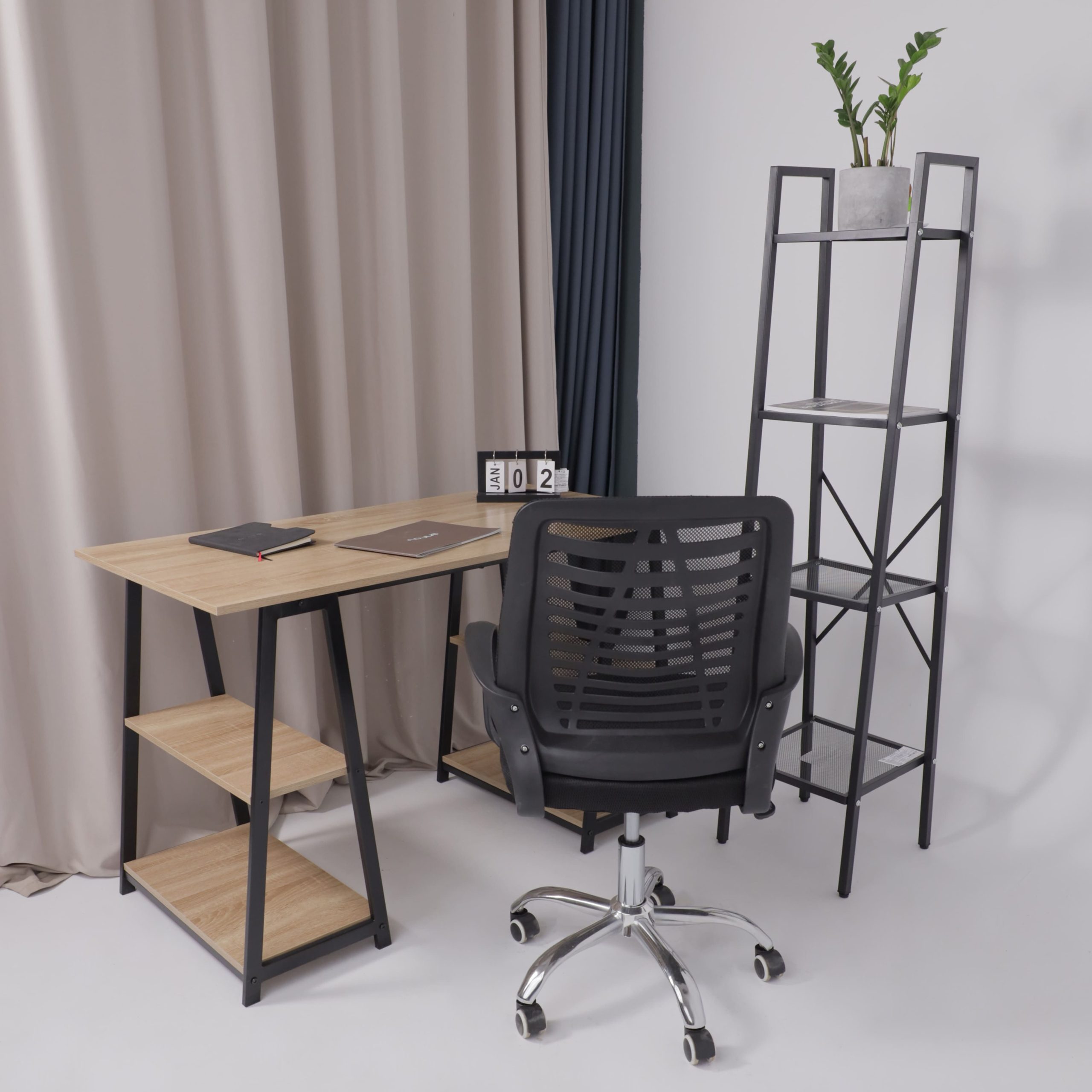 Кресло поворотное для персонала CONSUL, ткань/сетка, черный