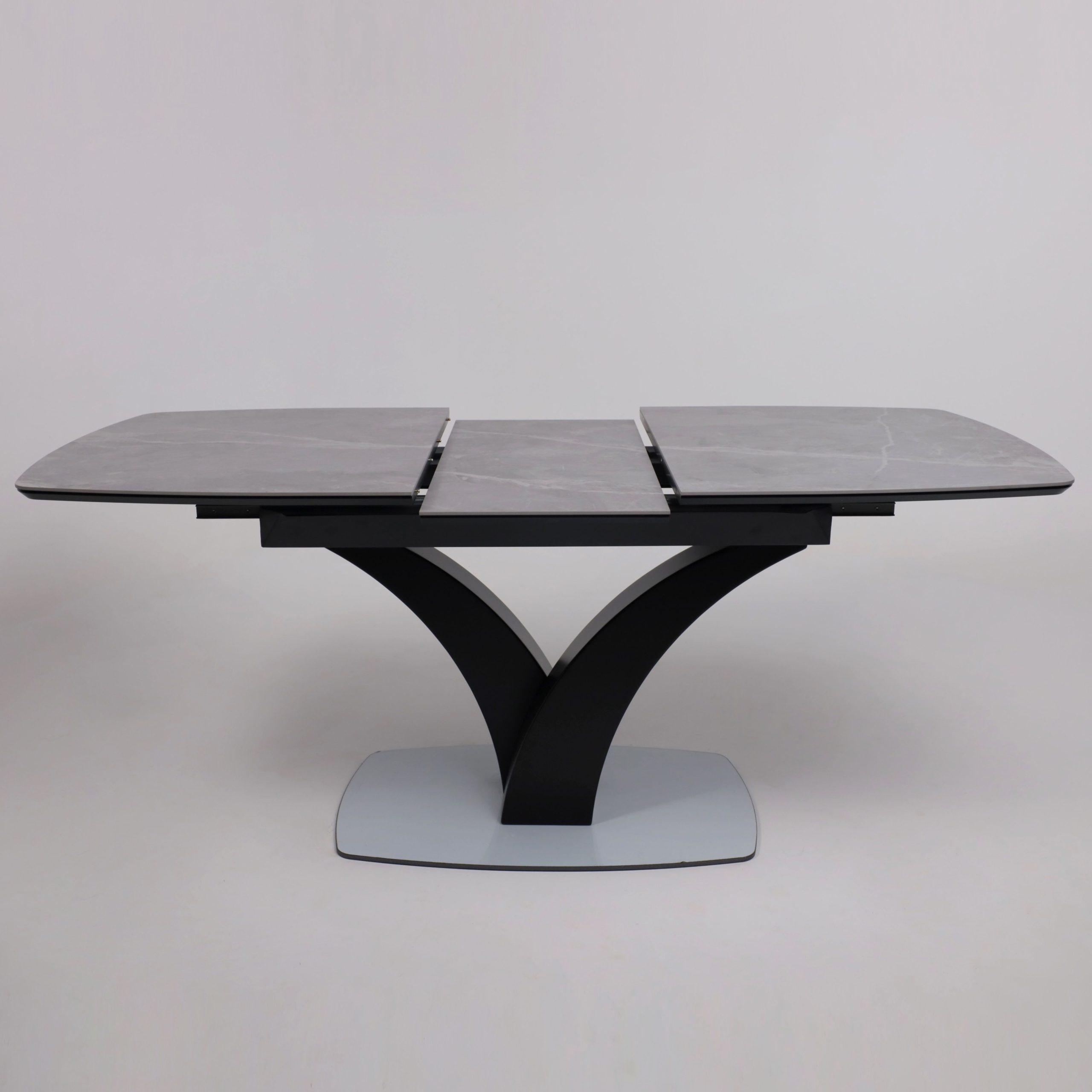 Стол НОТР ДАМ MODERNE, керамика 0 кат. 1400(1800)*850, Камень серый Greys Grey/Черный матовый