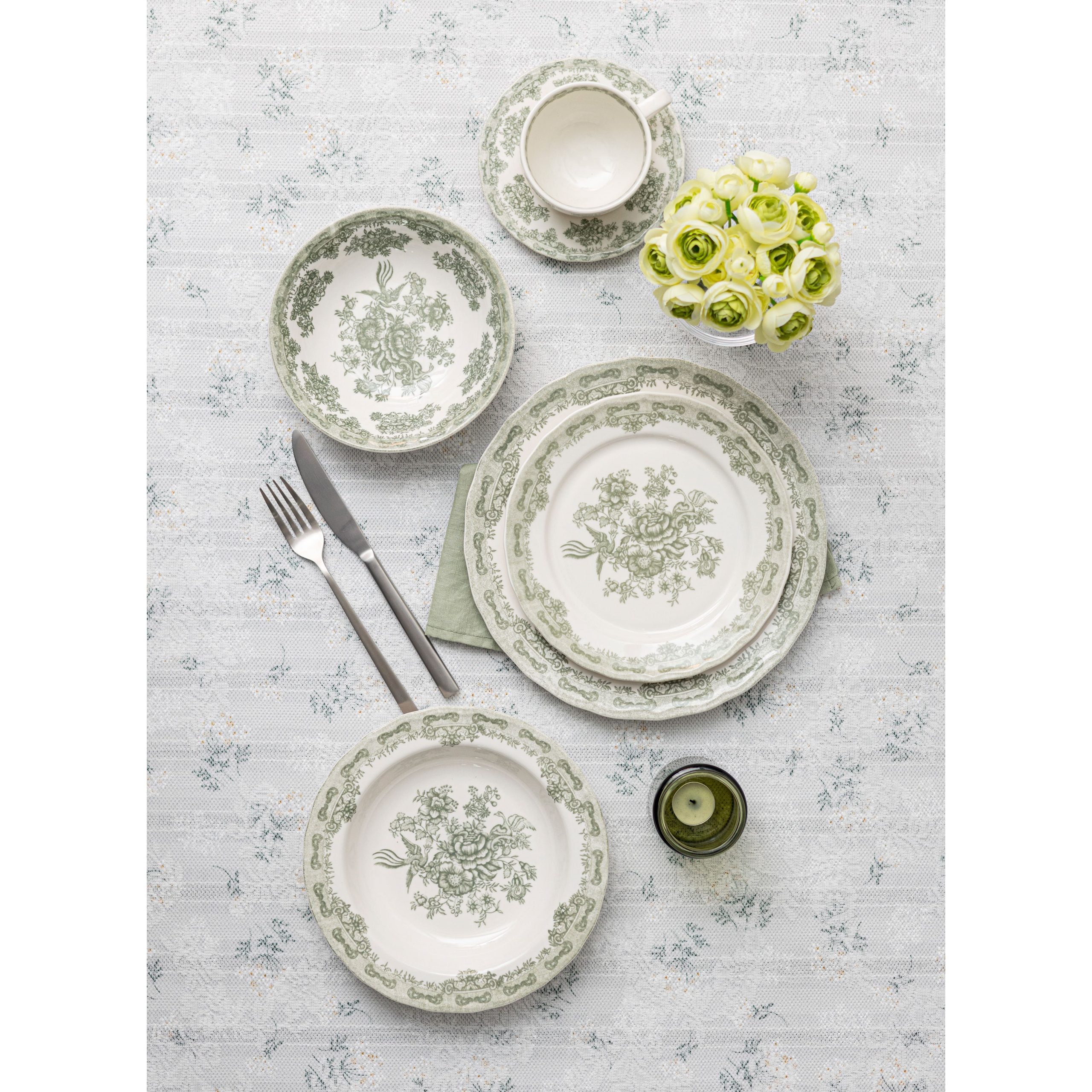 Чайный набор BLOSSOM, керамика, зеленый, кружка 250мл + блюдце