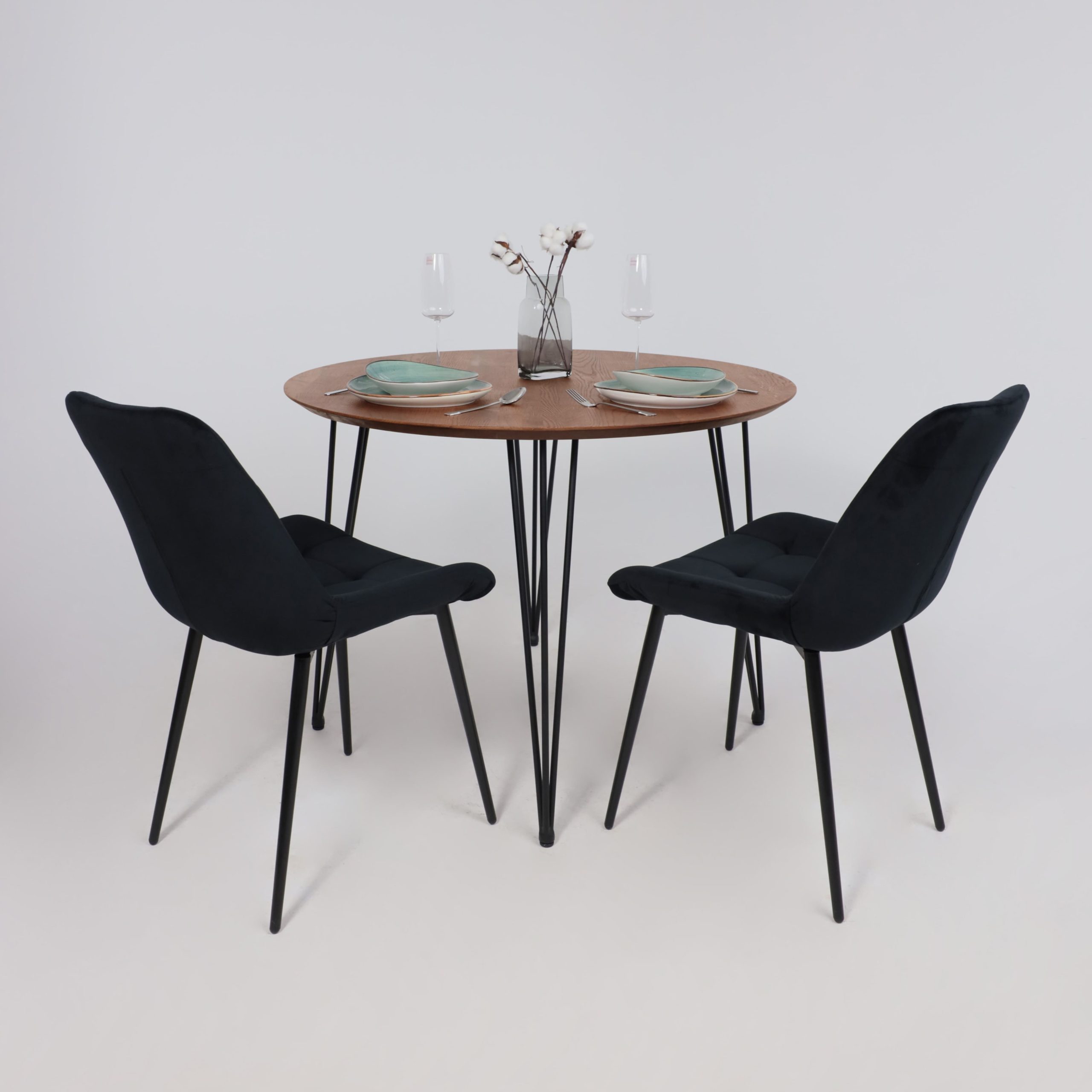 Стол ДЕМАВЕНД, d100*74, дуб натуральный/черный (ПР-4 DSW (Т27) (02) Кс-12)