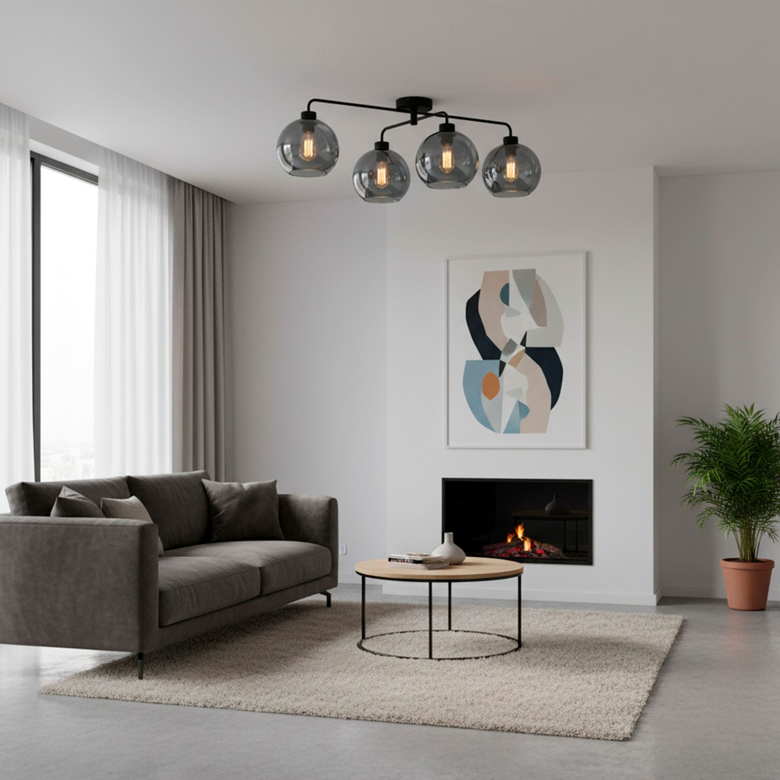 Светильник DROP, потолочный, 4*E27, дымчатый