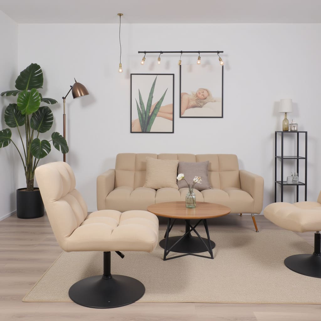 Кресло GRANDE, поворотное, песочная ткань Linen Fabric-3/черный