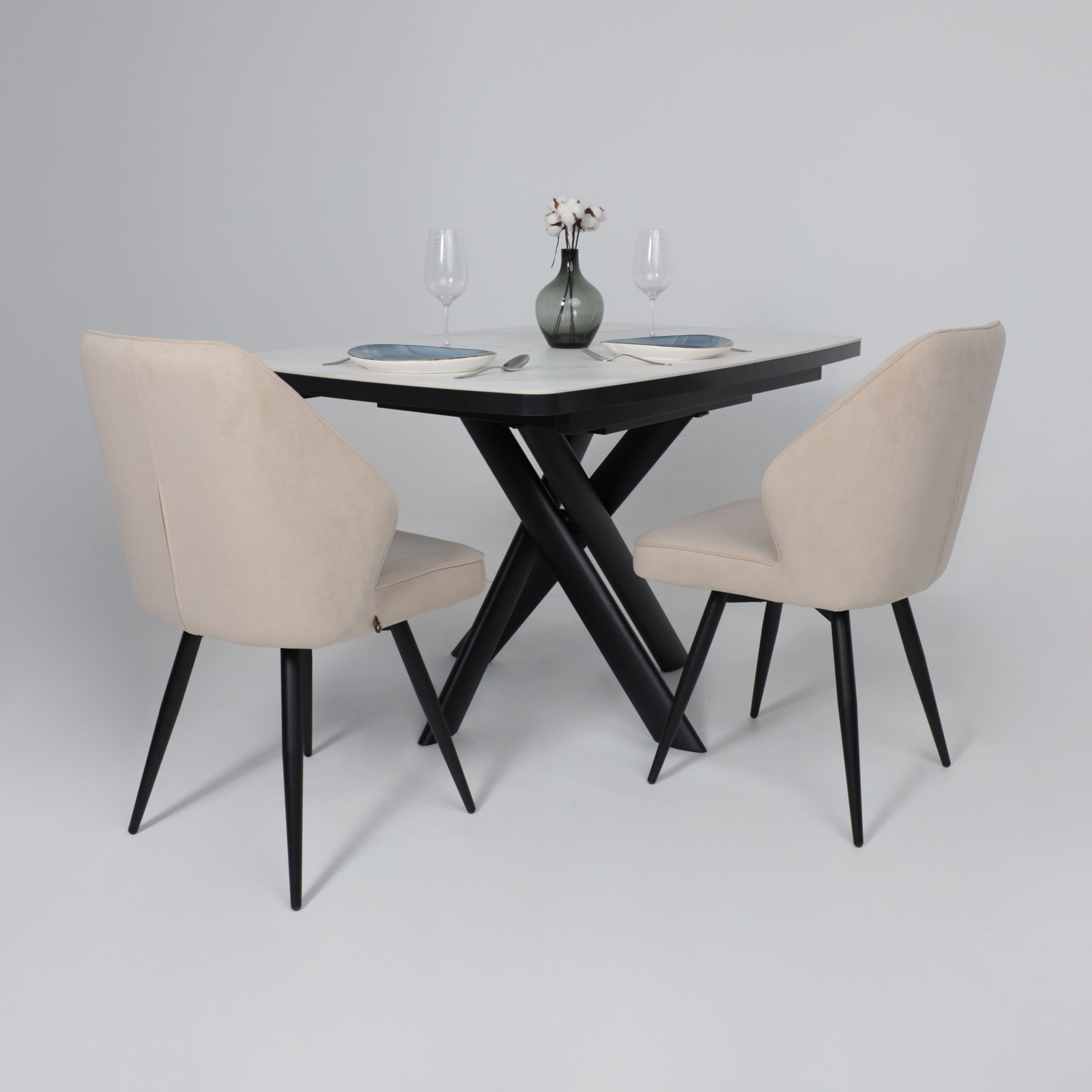 Стол LEONEL-130, раздвижной 130(165)х85, CALAKATTA ST CER/Черный