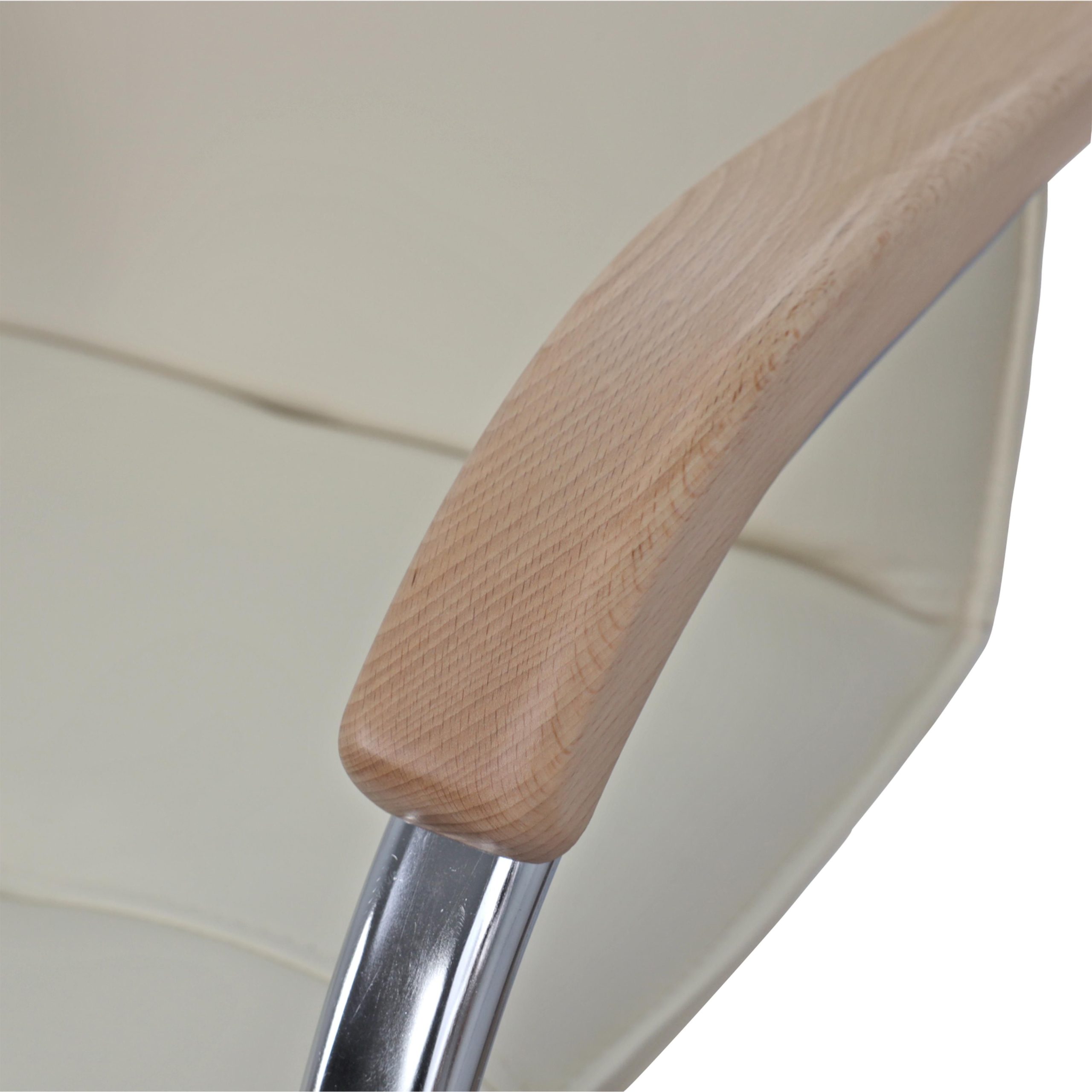 Кресло SAMBA AKS-2 Pegasso крем, подлокотники дерево светлое