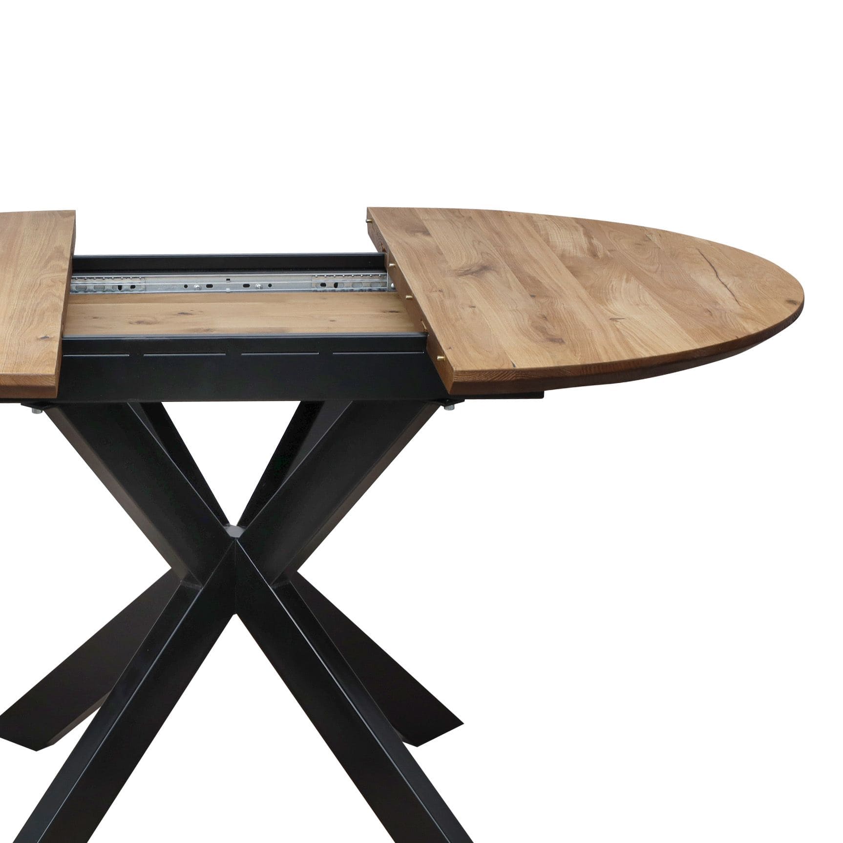 Стол РАУНД раздвижной, d110(150)*75, дуб натуральный/черный (ПрР-4 DSW (02) КСЕ/Р-80)