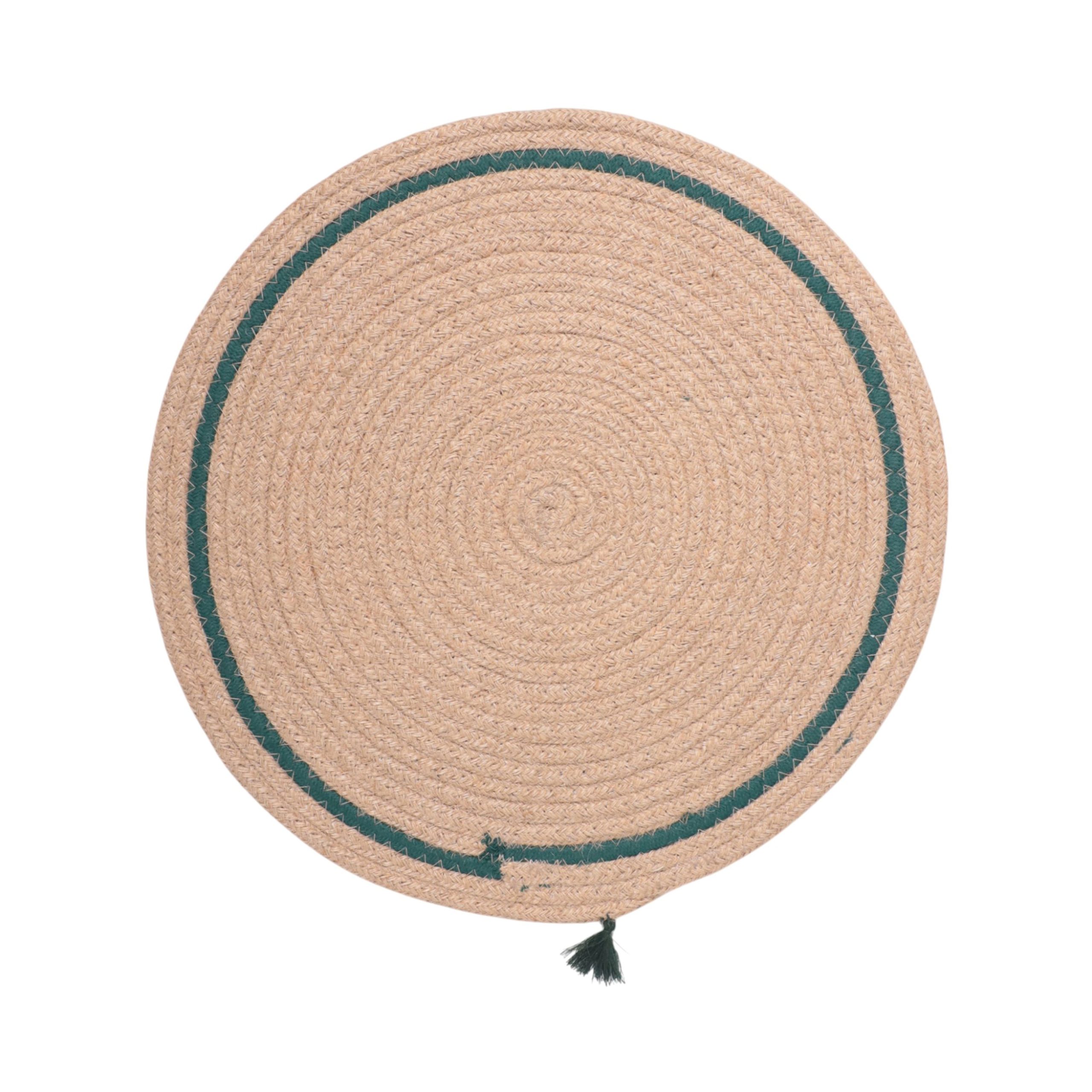 Подставка сервировочная LINENOVA, круглая, натуральный+зеленый, 38см