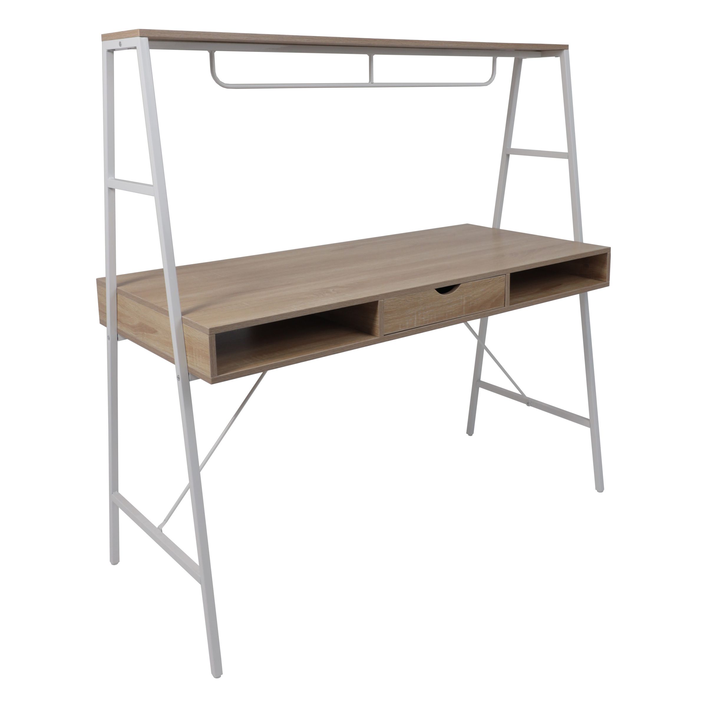 Стол письменный VECTOR, светлый дуб/белый металл, 1390*600*1400