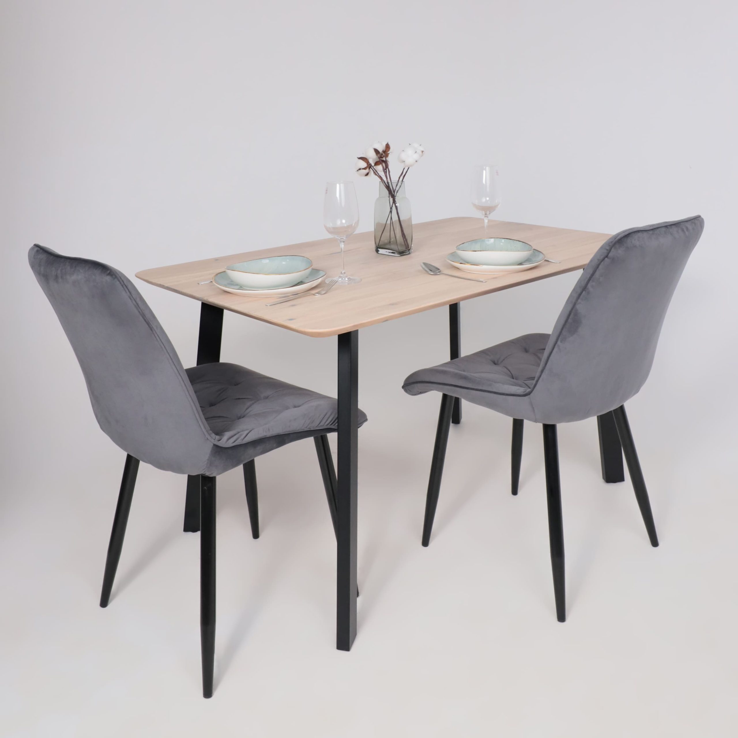 Стол МАЙОН, 130*80*74, дуб беленый/черный (ПР-2 DSW (Т27) (02) КС-60)