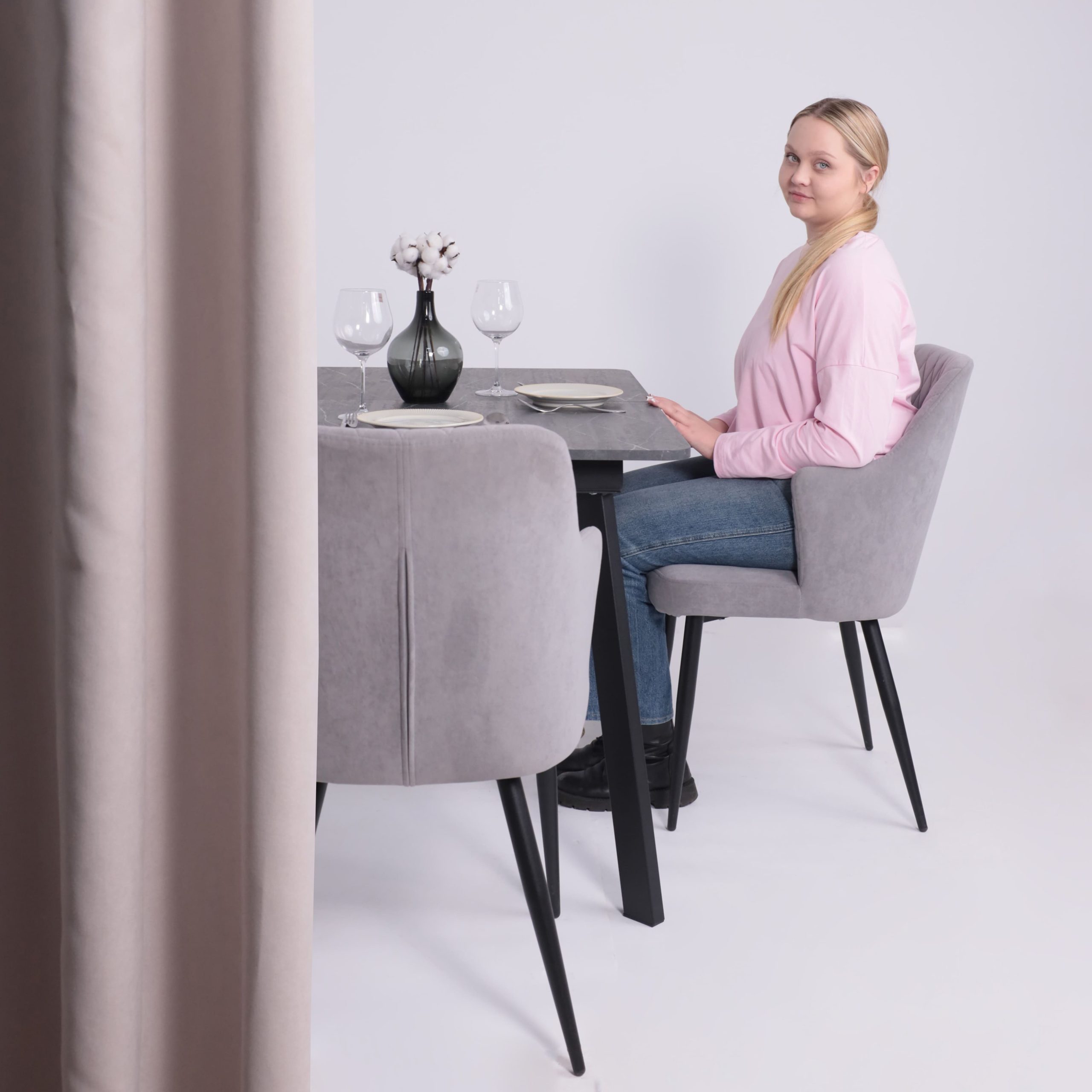 Стол AV 1209/1, ЛМДФ, раздвижной 1200(1600)*800 Мрамор Пьетра Графитовый/черный