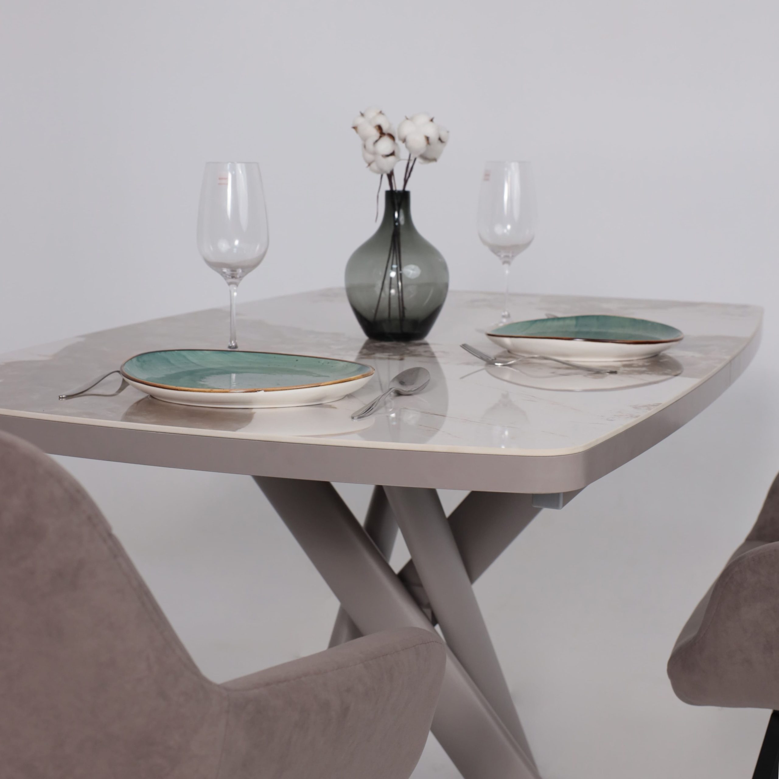 Стол LEONEL-130, раздвижной 130(165)х85, PANDORA GLOSS ST CER/Капучино