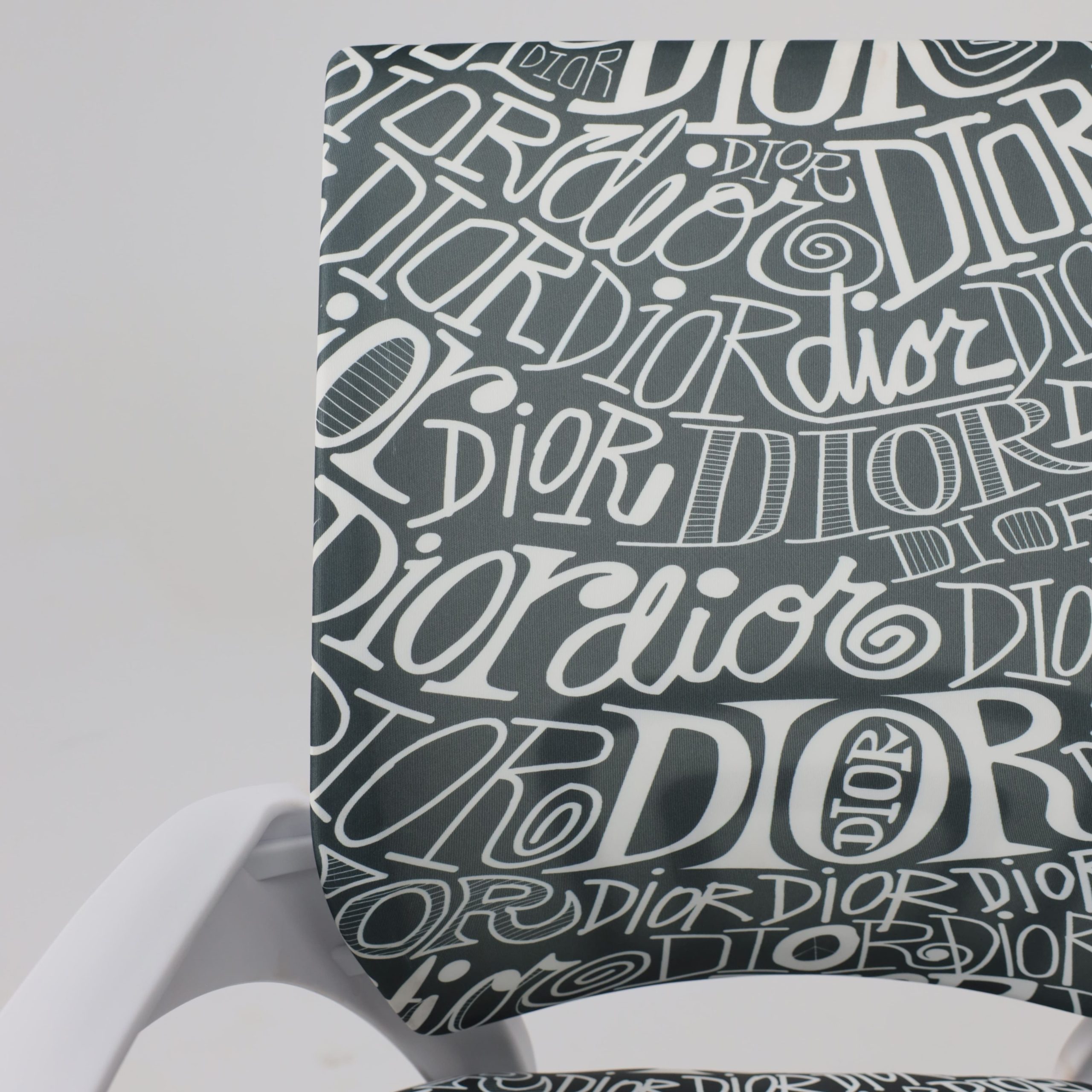 Кресло рабочее, поворотное RICCI NEW, white, ткань, черно-белая диор