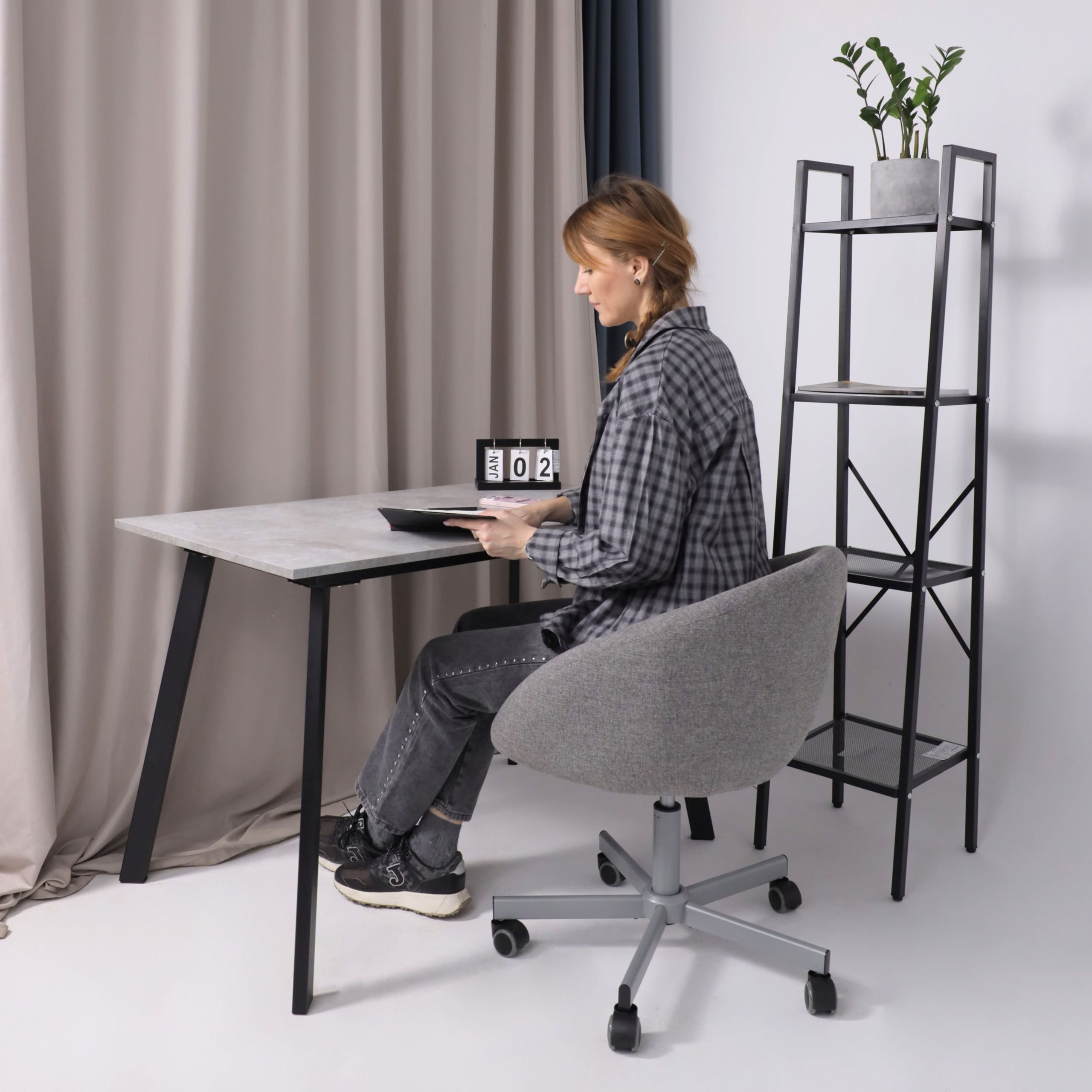 Кресло поворотное ELENA, ткань, серый