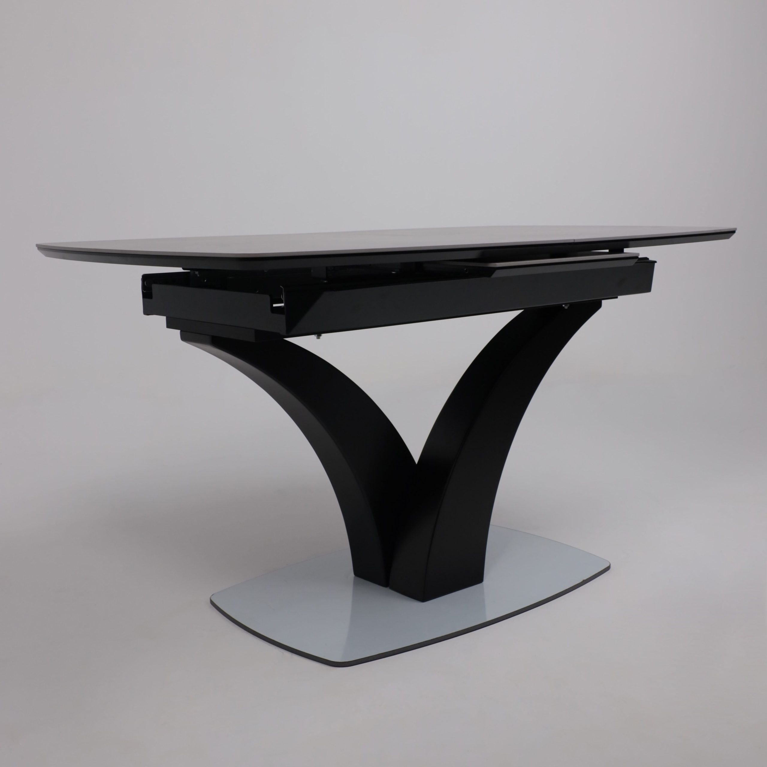 Стол НОТР ДАМ MODERNE, керамика 0 кат. 1400(1800)*850, Камень серый Greys Grey/Черный матовый