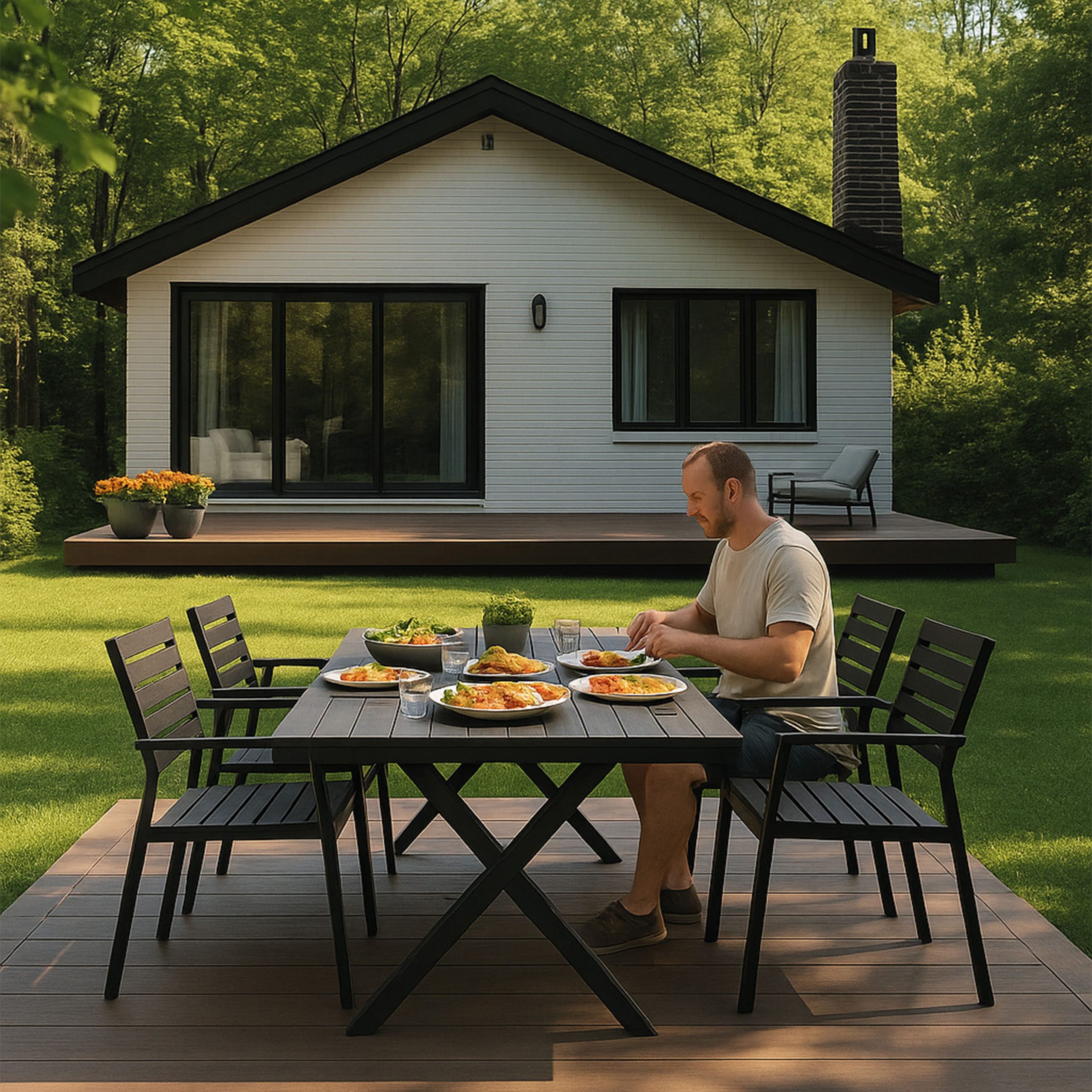 Стол садовый FLORENCE, 160*80*77, сталь-черная/чёрный