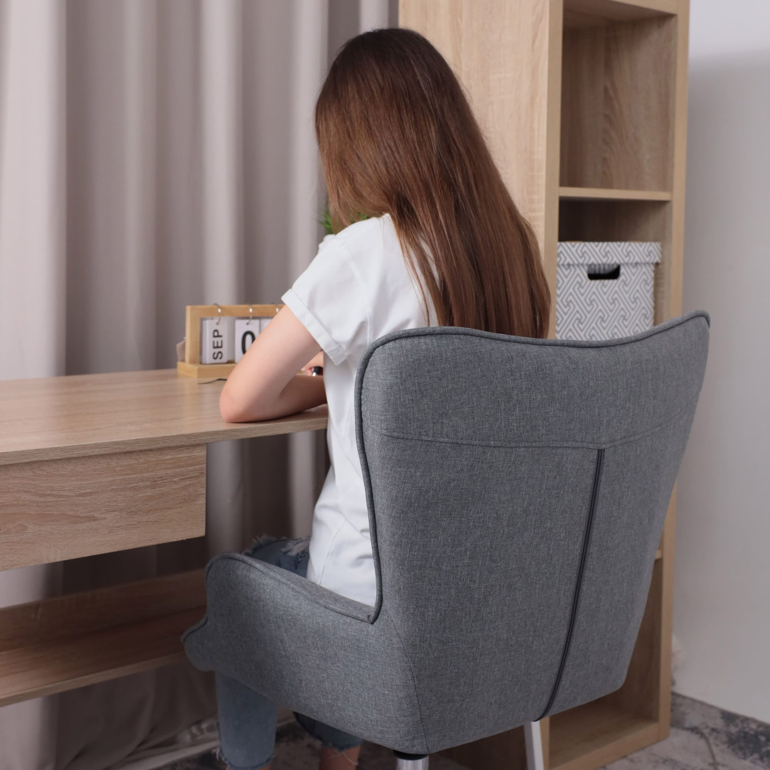 Кресло поворотное BELLA, ткань/серый