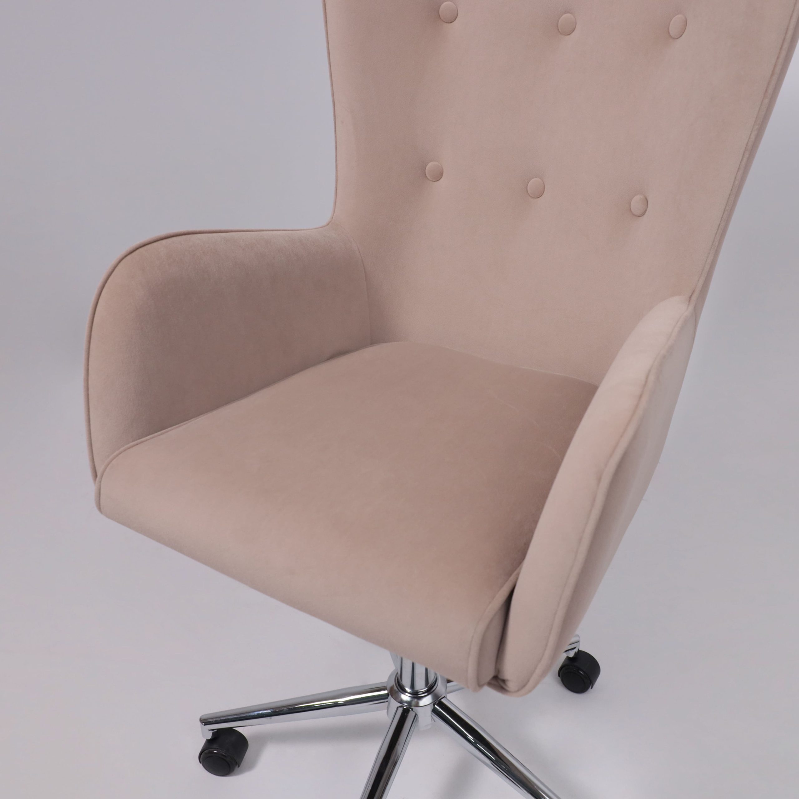 Кресло поворотное BELLA XL chrome, Kiton 714 Powder, велюр/пудровый