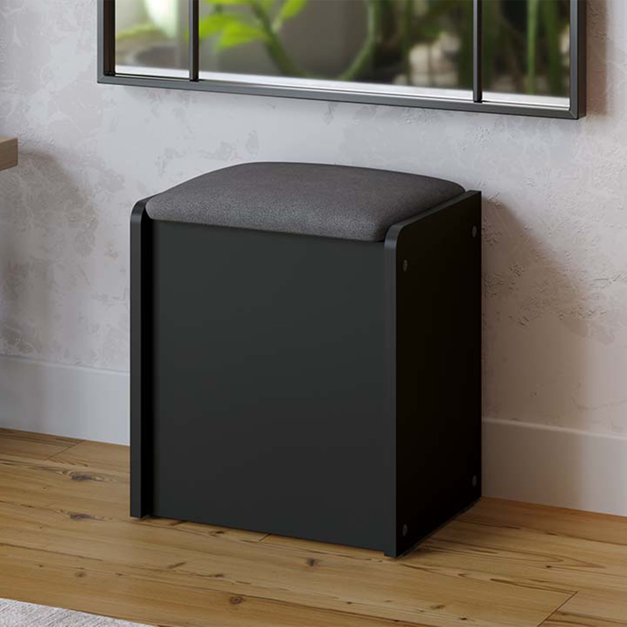 Пуф БОСТОН 368х270х425, антрацит/велюр серый