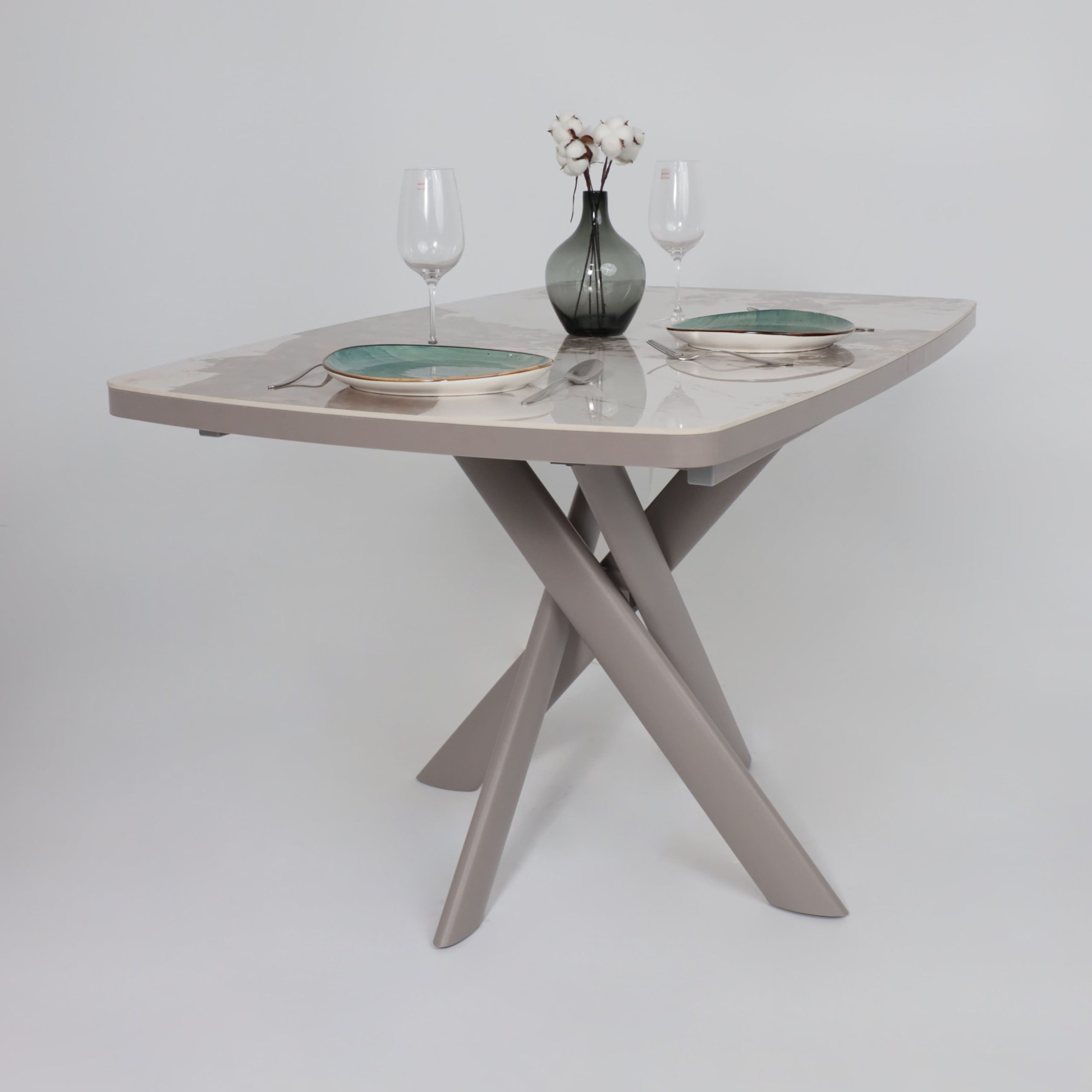 Стол LEONEL-130, раздвижной 130(165)х85, PANDORA GLOSS ST CER/Капучино