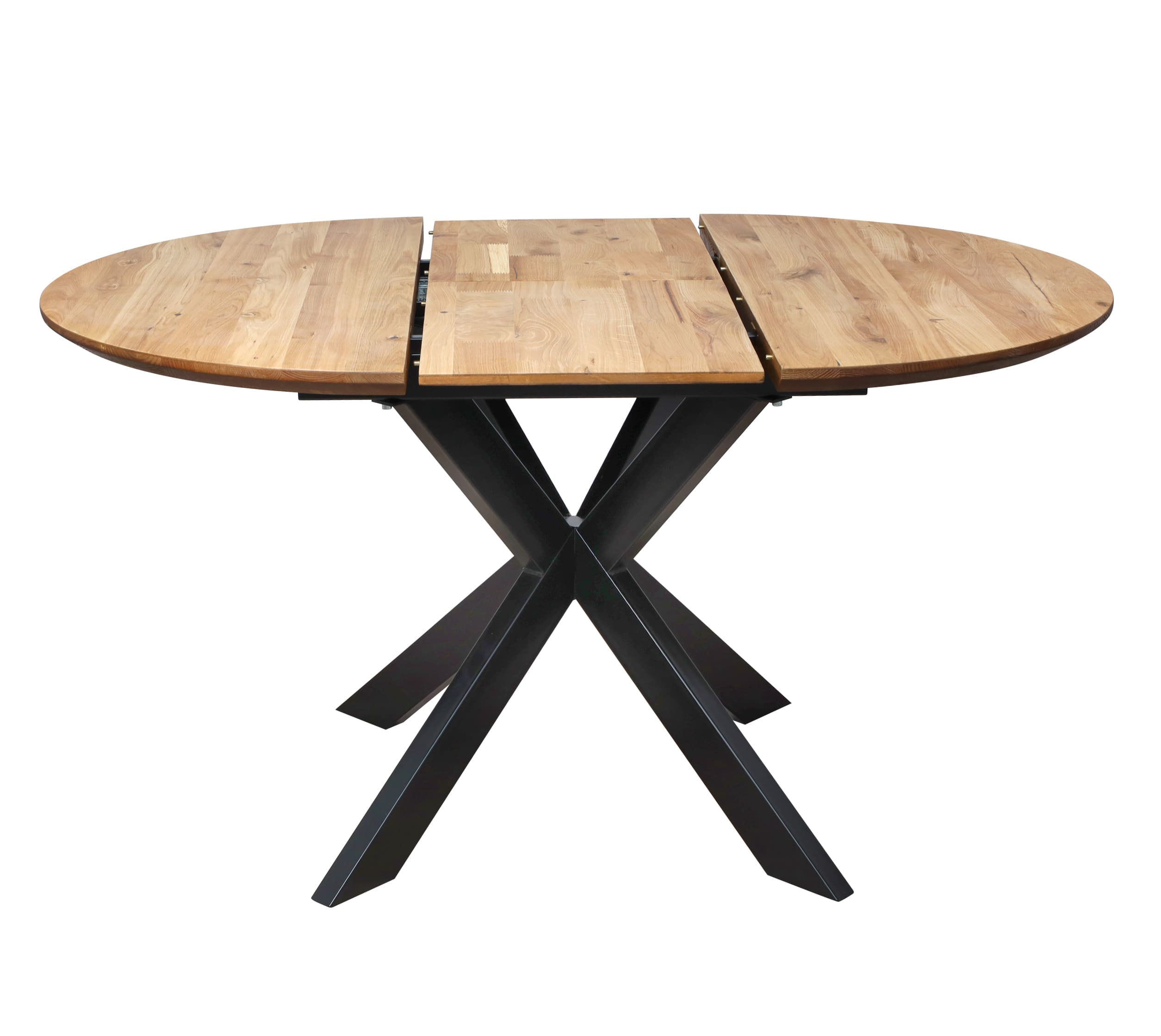 Стол РАУНД раздвижной, d110(150)*75, дуб натуральный/черный (ПрР-4 DSW (02) КСЕ/Р-80)