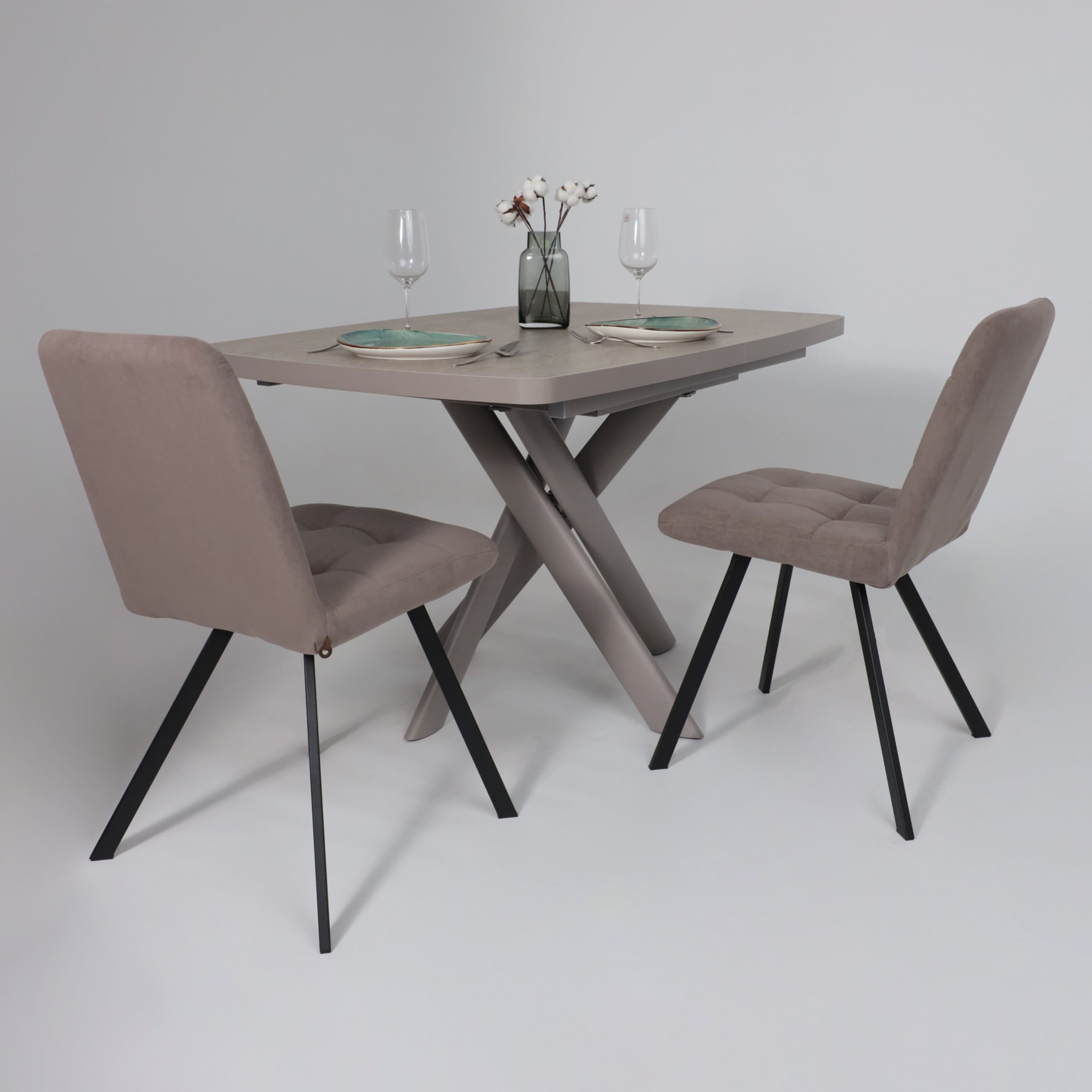 Стол LEONEL-130, раздвижной 130(165)х85, Бежевый камень-HPL/Капучино