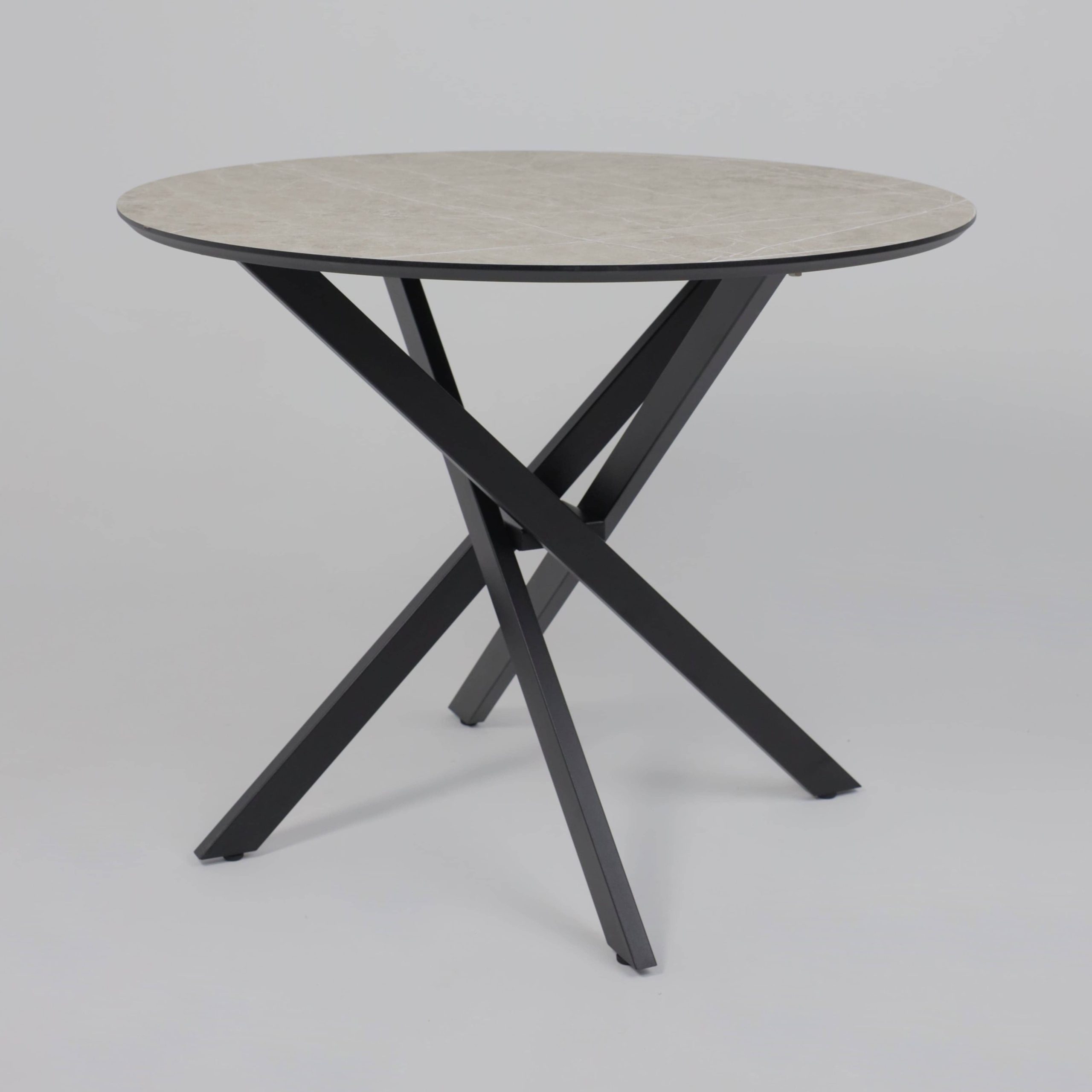 Стол МЕХИКО, пластик премиум 3Д, D950, Мрамор светлый (белый)/ Черный матовый