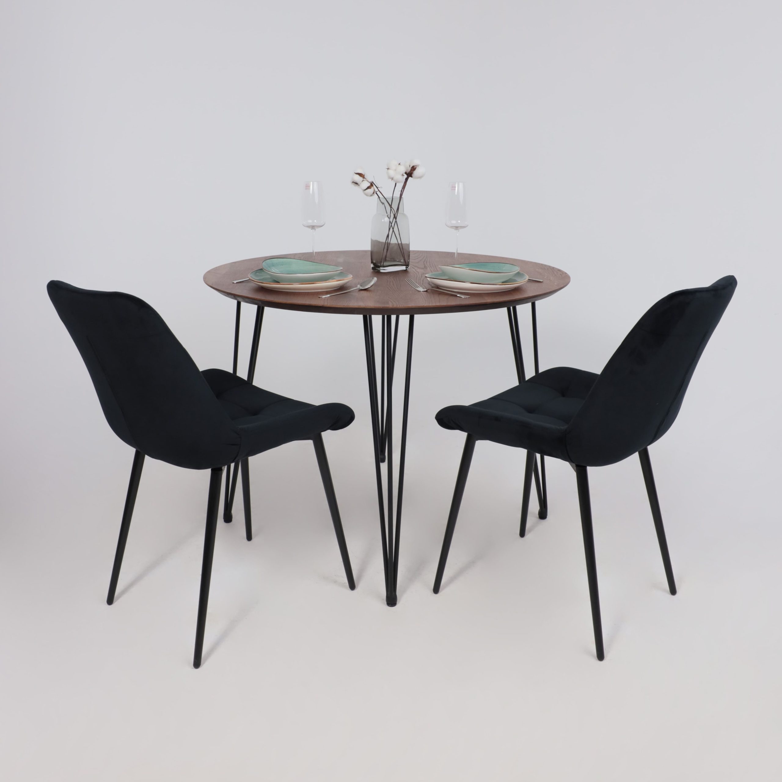 Стол ДЕМАВЕНД, d100*74, дуб мореный/черный (ПР-4 DSW (Т27) (02) Кс-12)