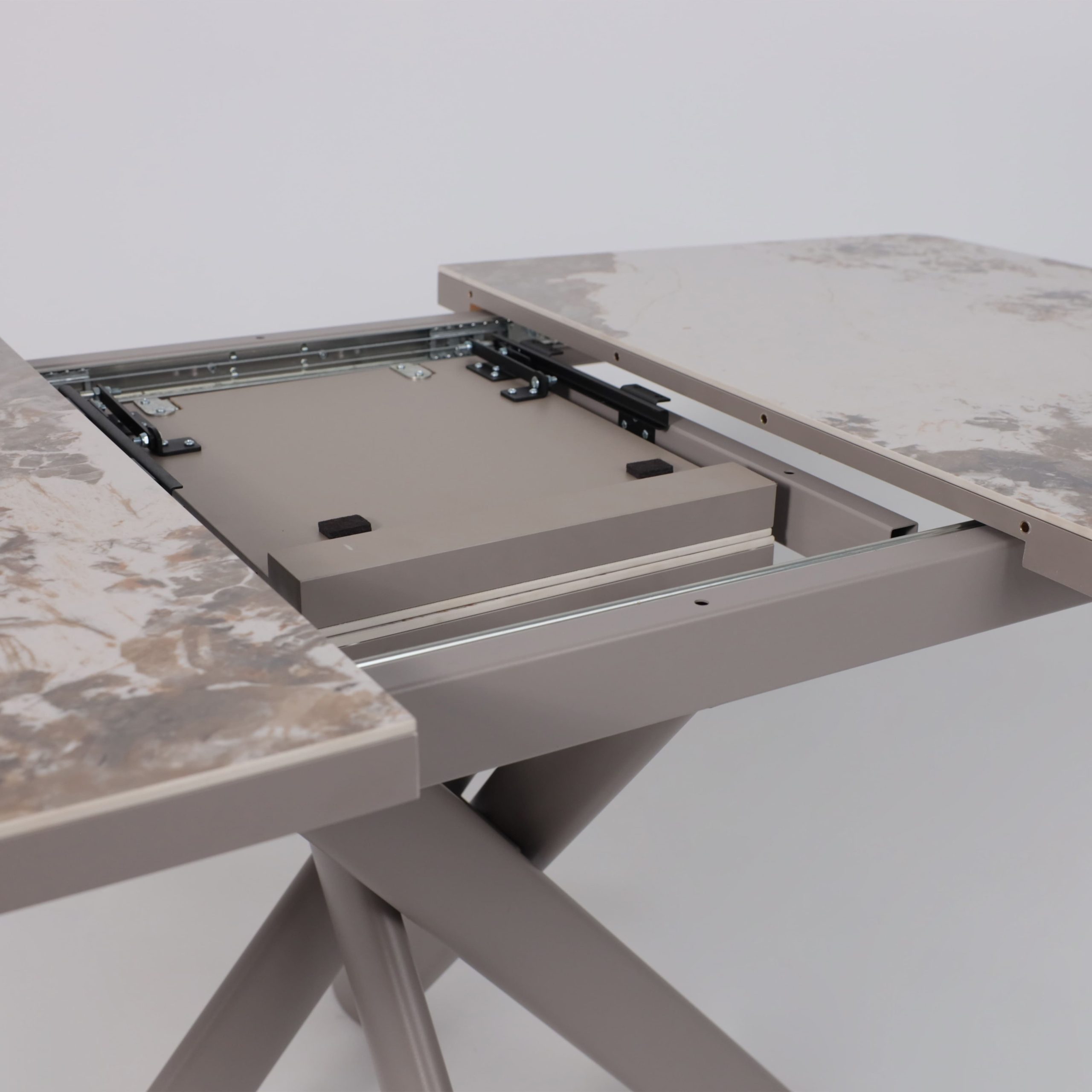 Стол LEONEL-130, раздвижной 130(165)х85, PANDORA GLOSS ST CER/Капучино