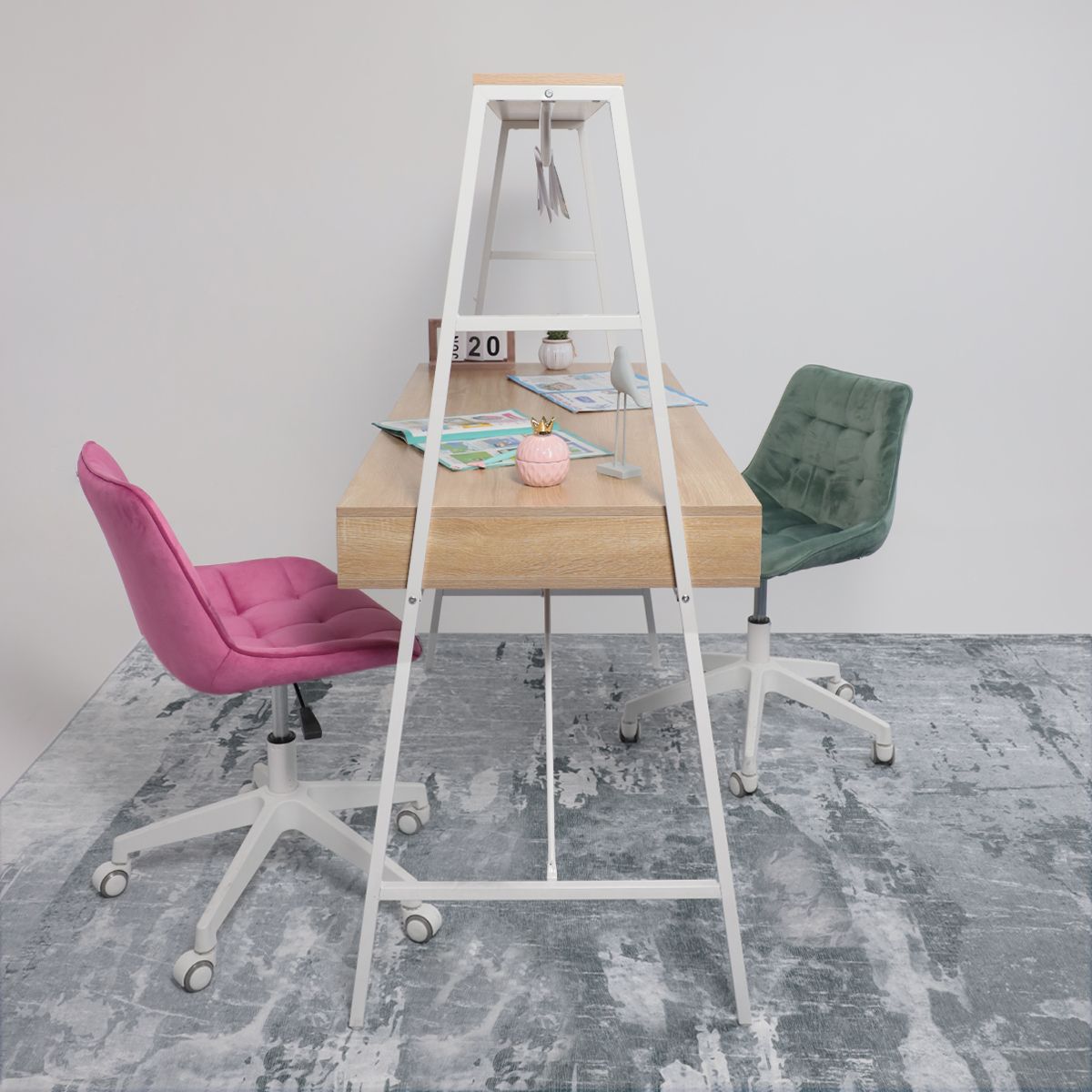 Стол письменный VECTOR, светлый дуб/белый металл, 1390*600*1400