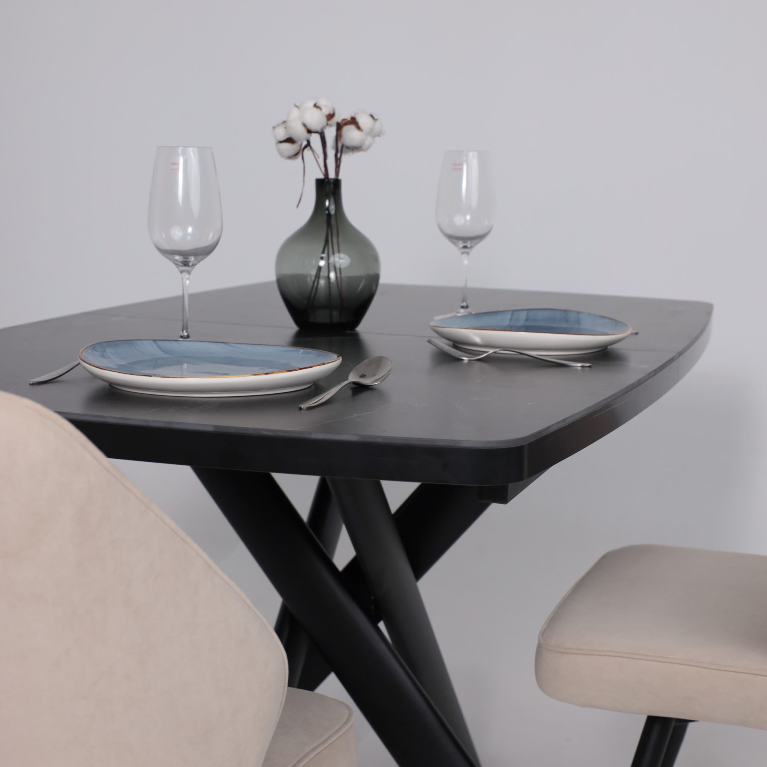 Стол LEONEL-130, раздвижной 130(165)х85, STONE BLACK ST CER/Черный