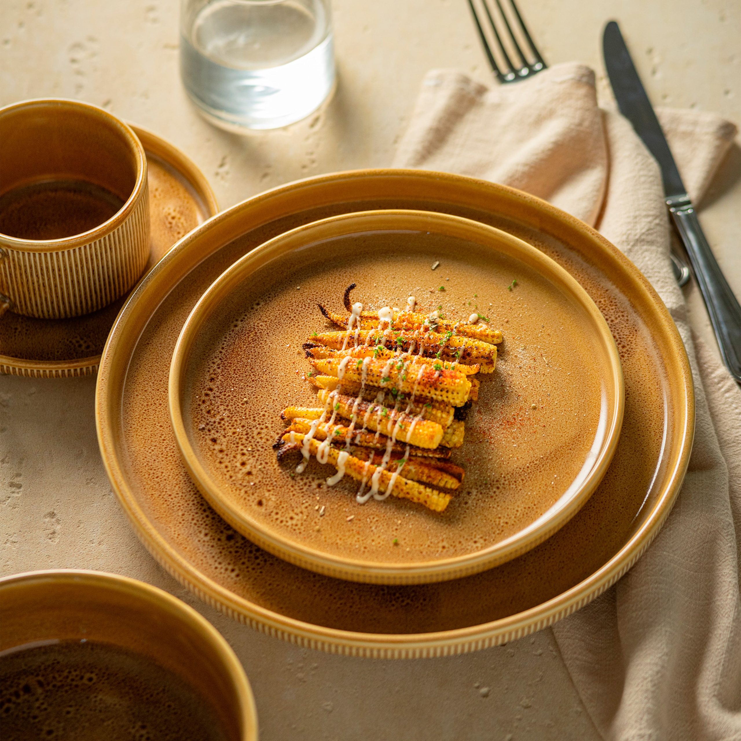 Боул-миска STRIA, фарфор, пшеничный, d16,5*5,5см