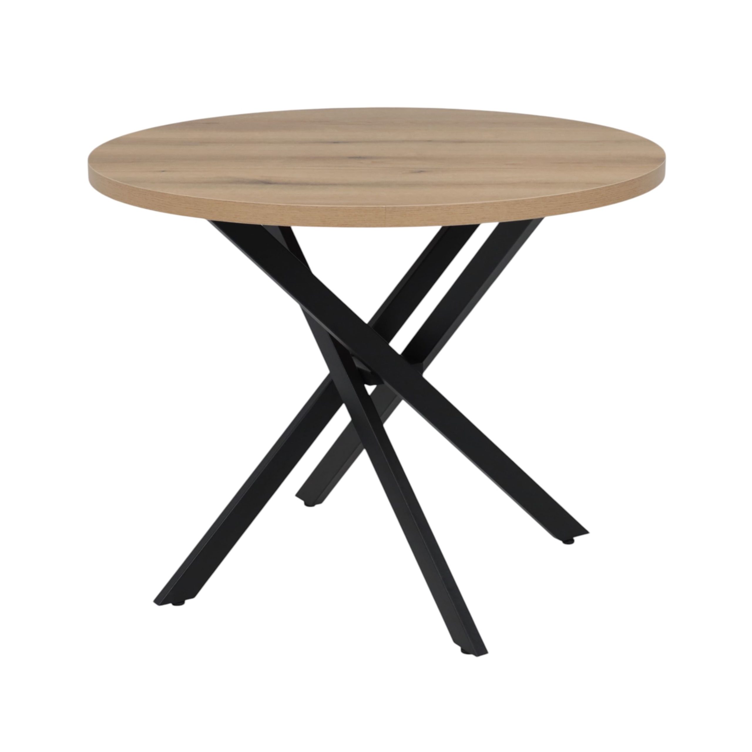 Стол РИГА, D950, Дуб Сильверджек Ореховый/Черный