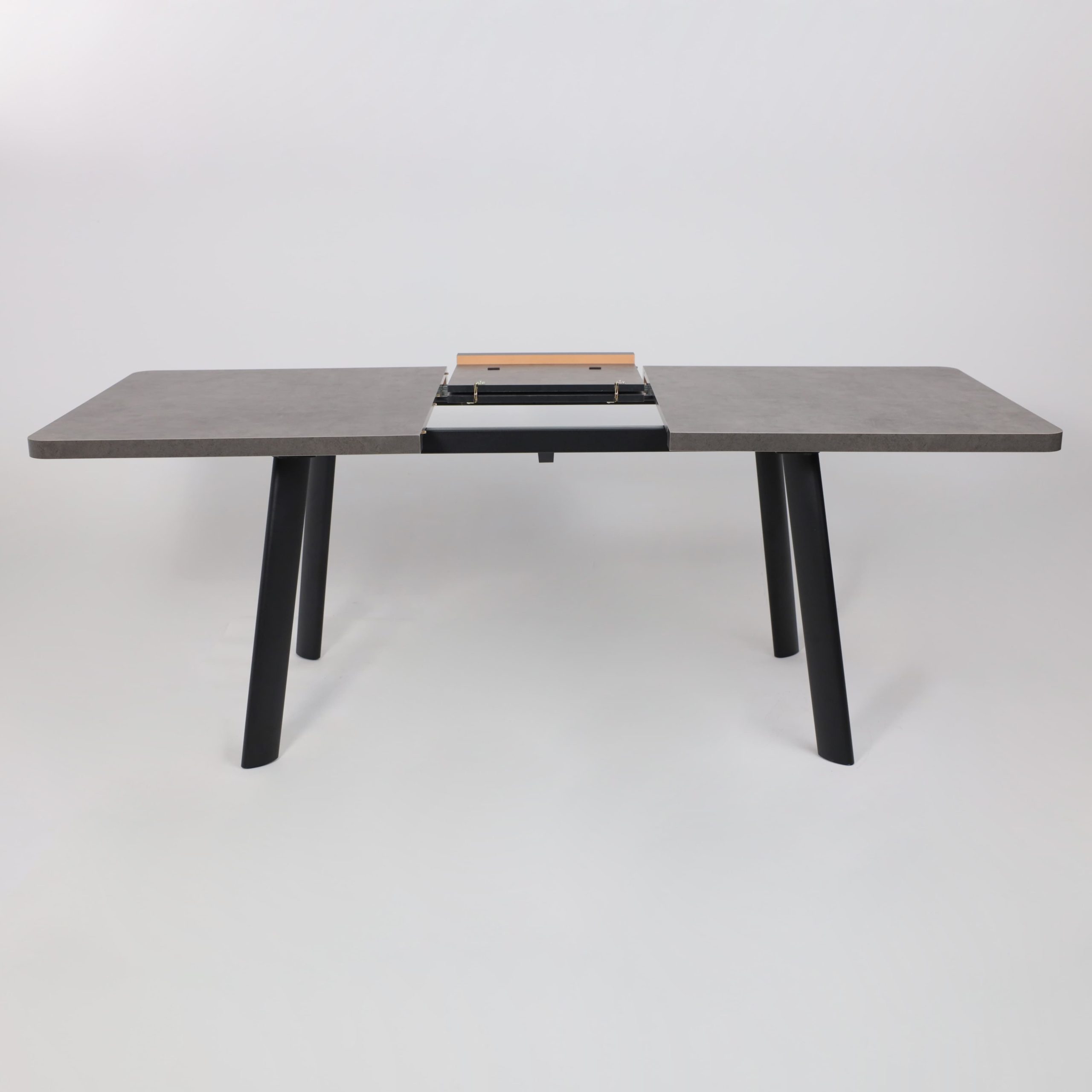 Стол LEON LUX RADIAL-180, раздвижной 180(240)х95, Дымчатая керамика/Чёрный