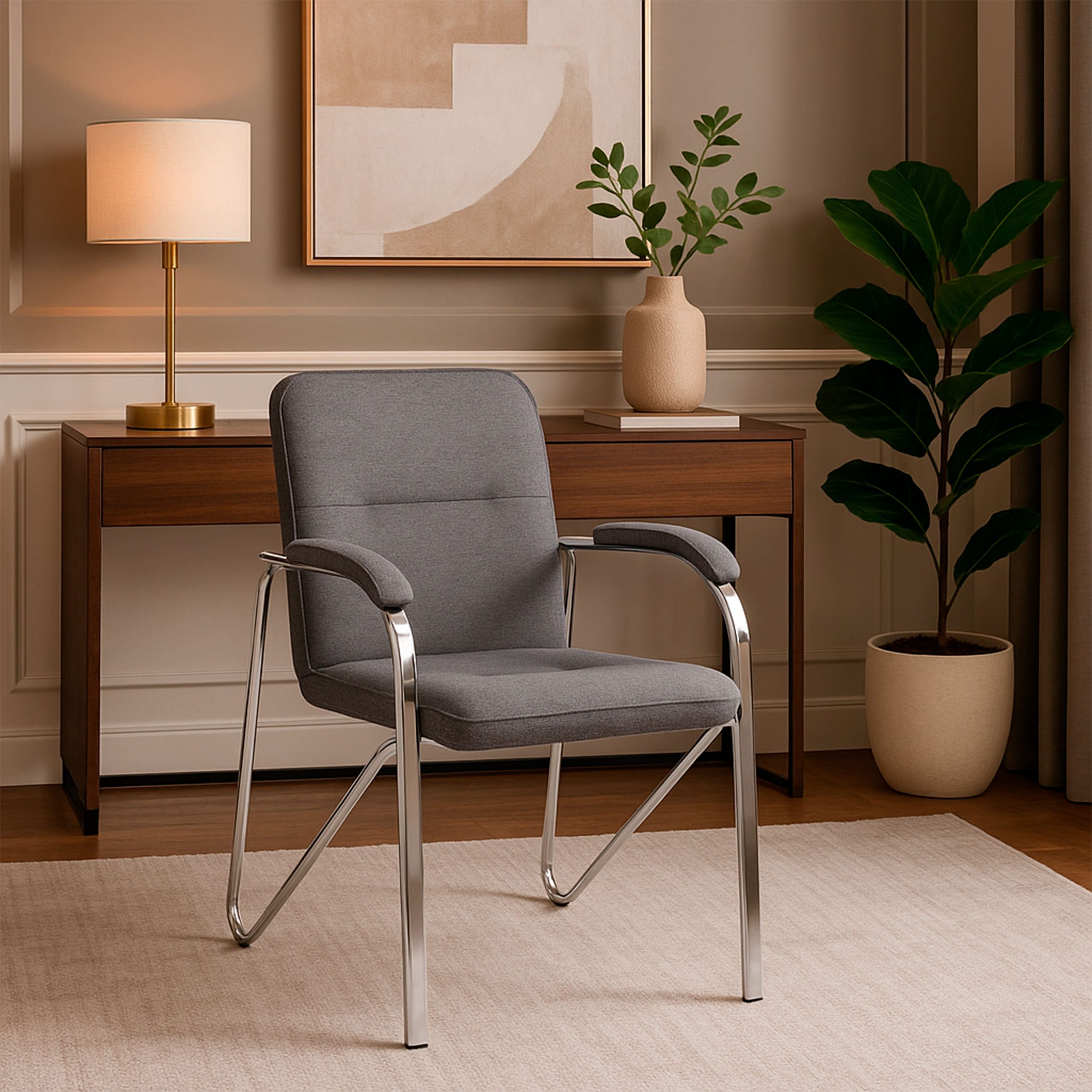 Кресло SAMBA AKS-1, Leto 68 темно-серая ткань, мягкие подлокотники