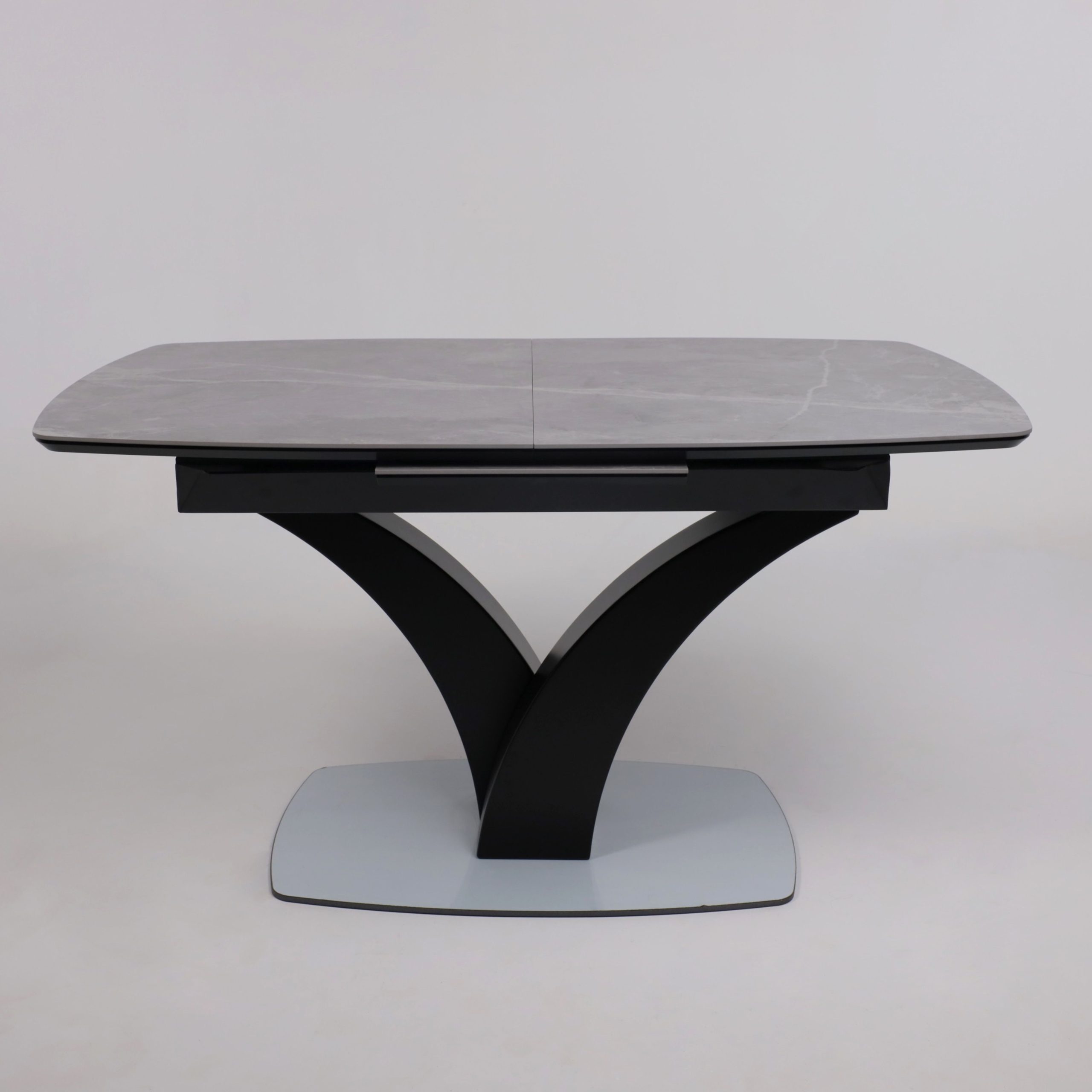 Стол НОТР ДАМ MODERNE, керамика 0 кат. 1400(1800)*850, Камень серый Greys Grey/Черный матовый