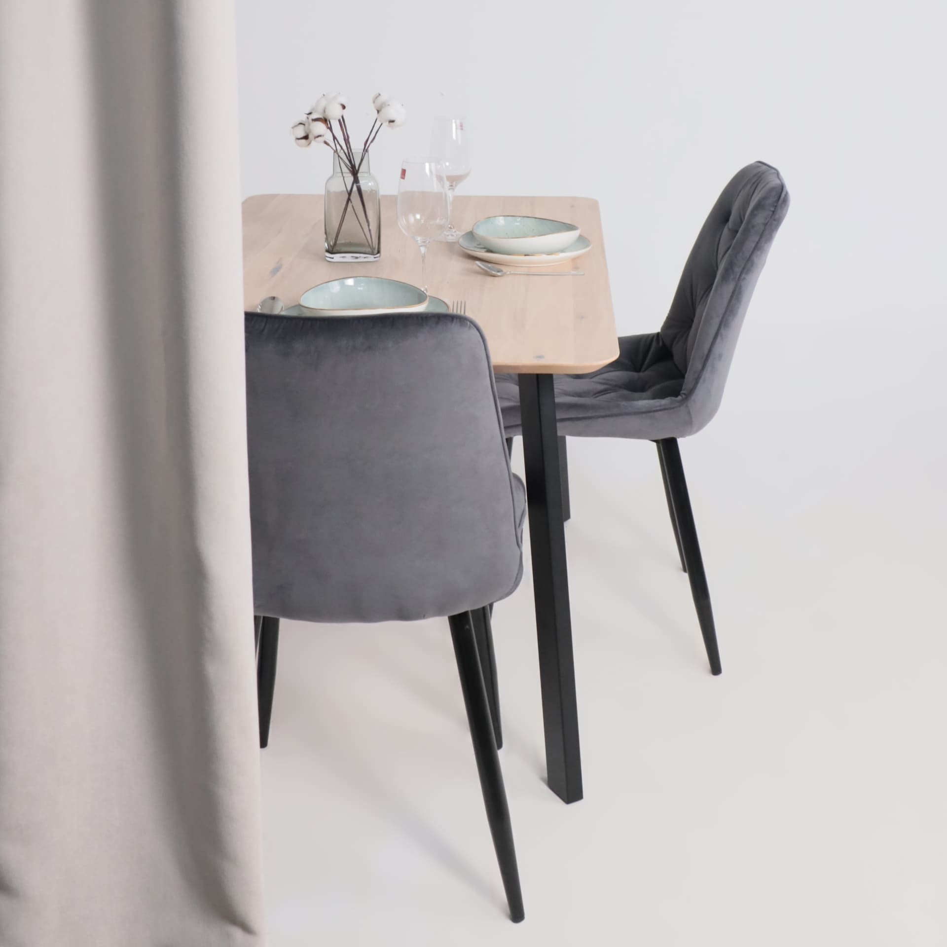 Стол МАЙОН, 130*80*74, дуб беленый/черный (ПР-2 DSW (Т27) (02) КС-60)