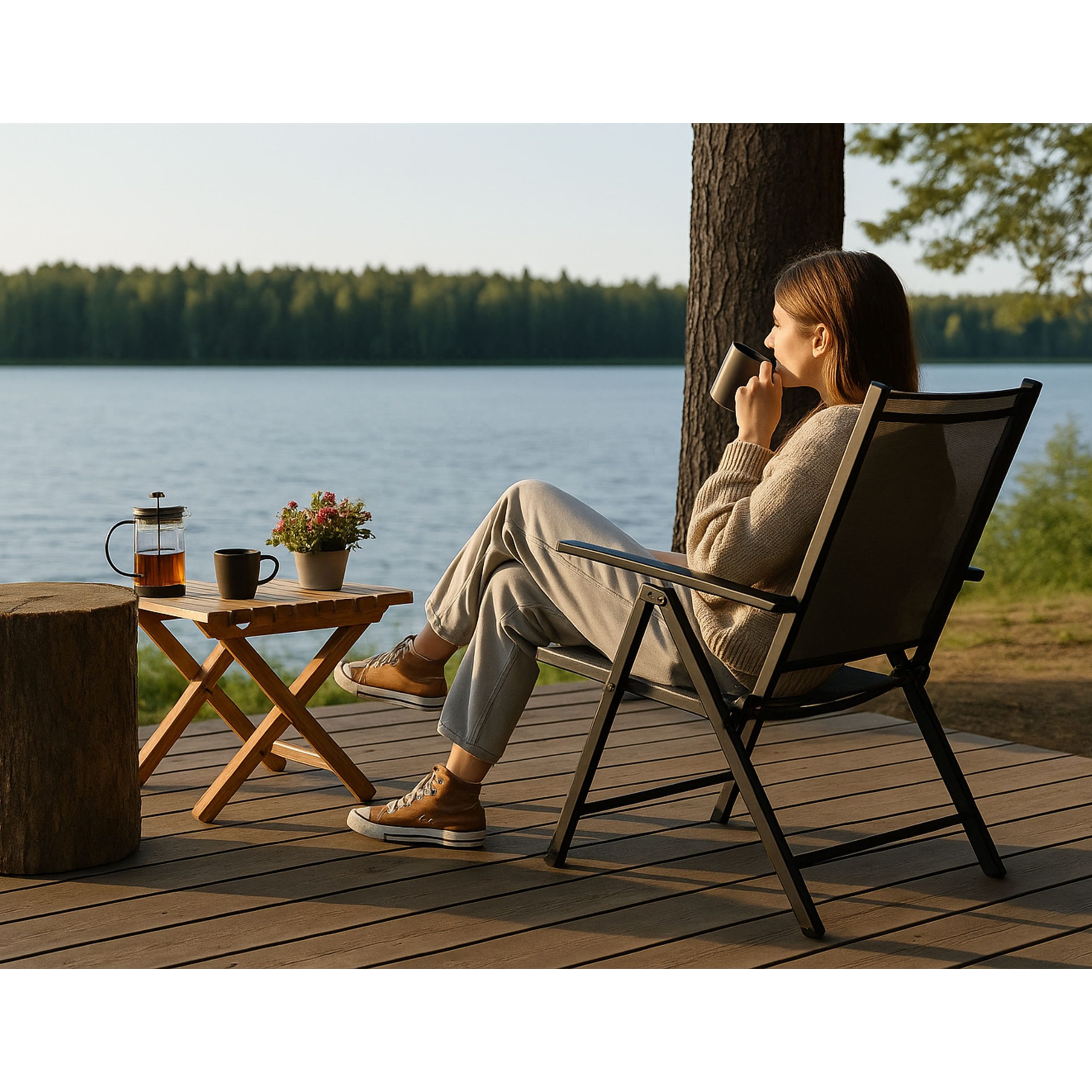 Кресло складное садовое CATANIA, серый/черный