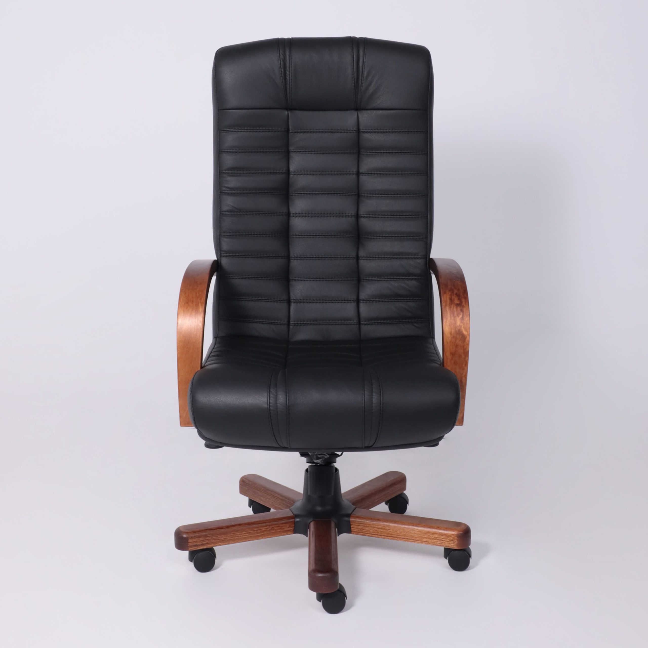 Кресло Атлант экстра (орех светлый) кожа (черная) мультиблок