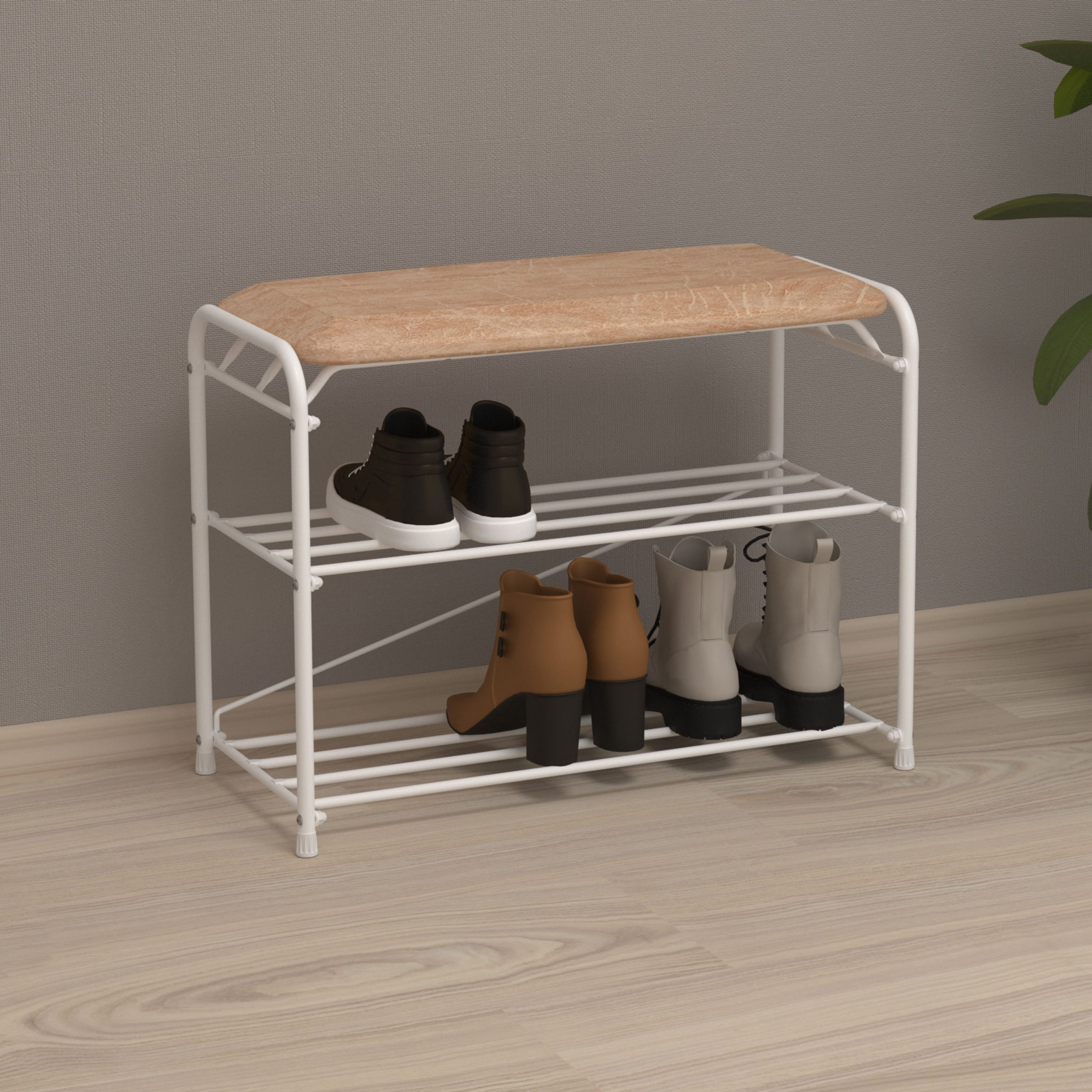 Подставка для обуви Альфа 23, с сиденьем (белый)