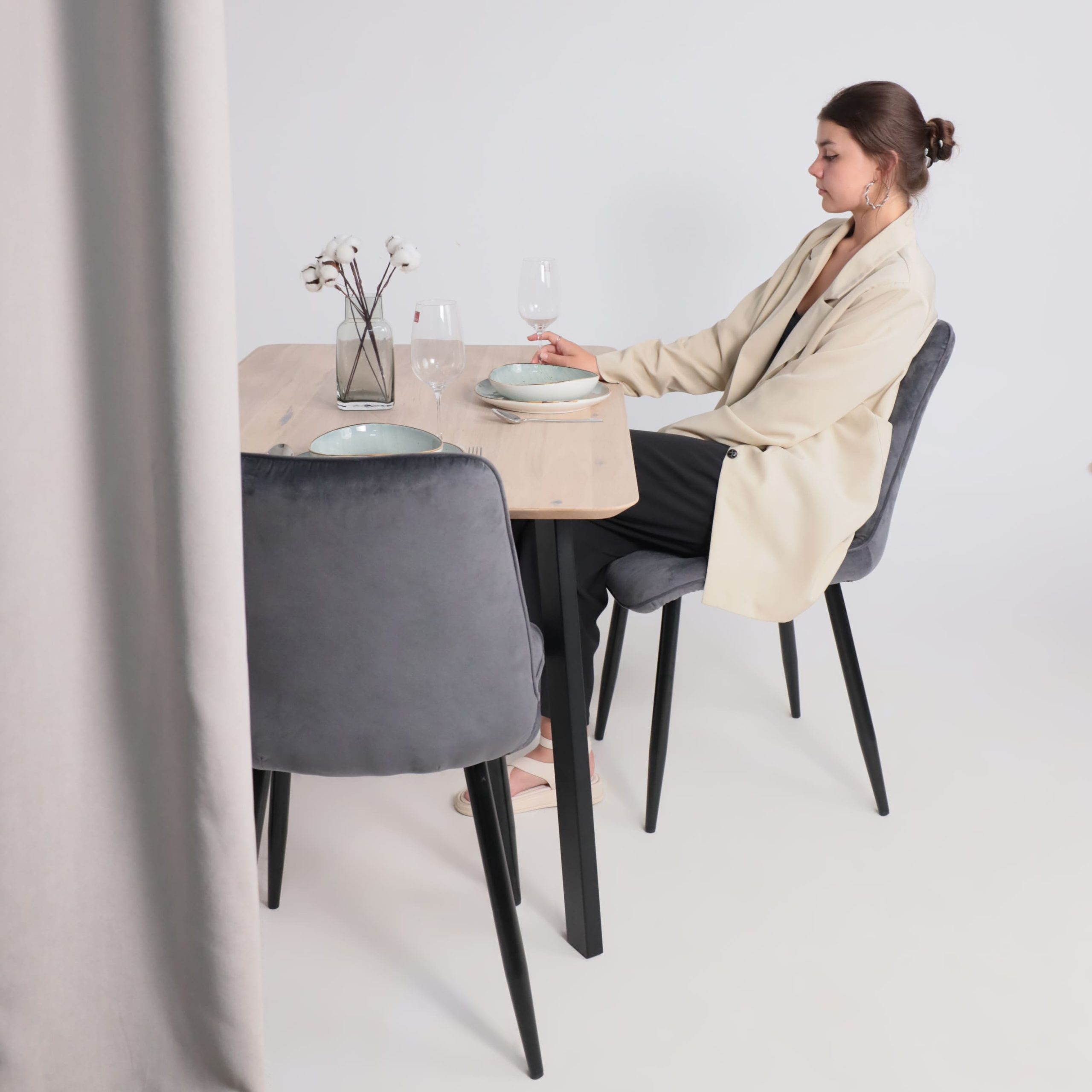 Стол МАЙОН, 130*80*74, дуб беленый/черный (ПР-2 DSW (Т27) (02) КС-60)