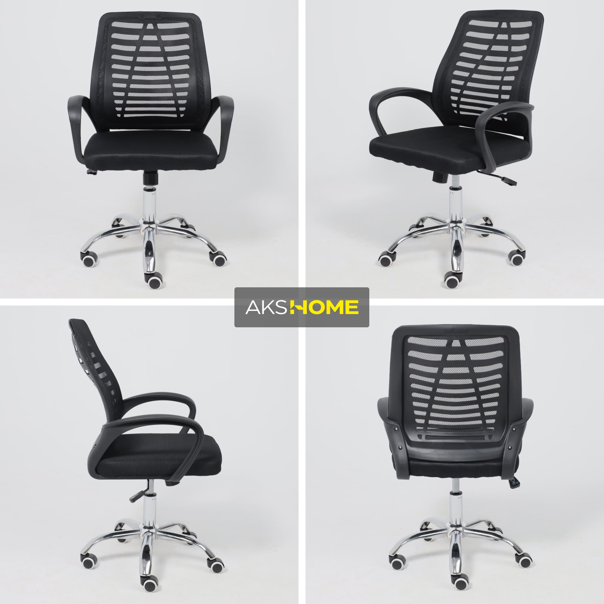 Кресло поворотное для персонала CONSUL, ткань/сетка, черный