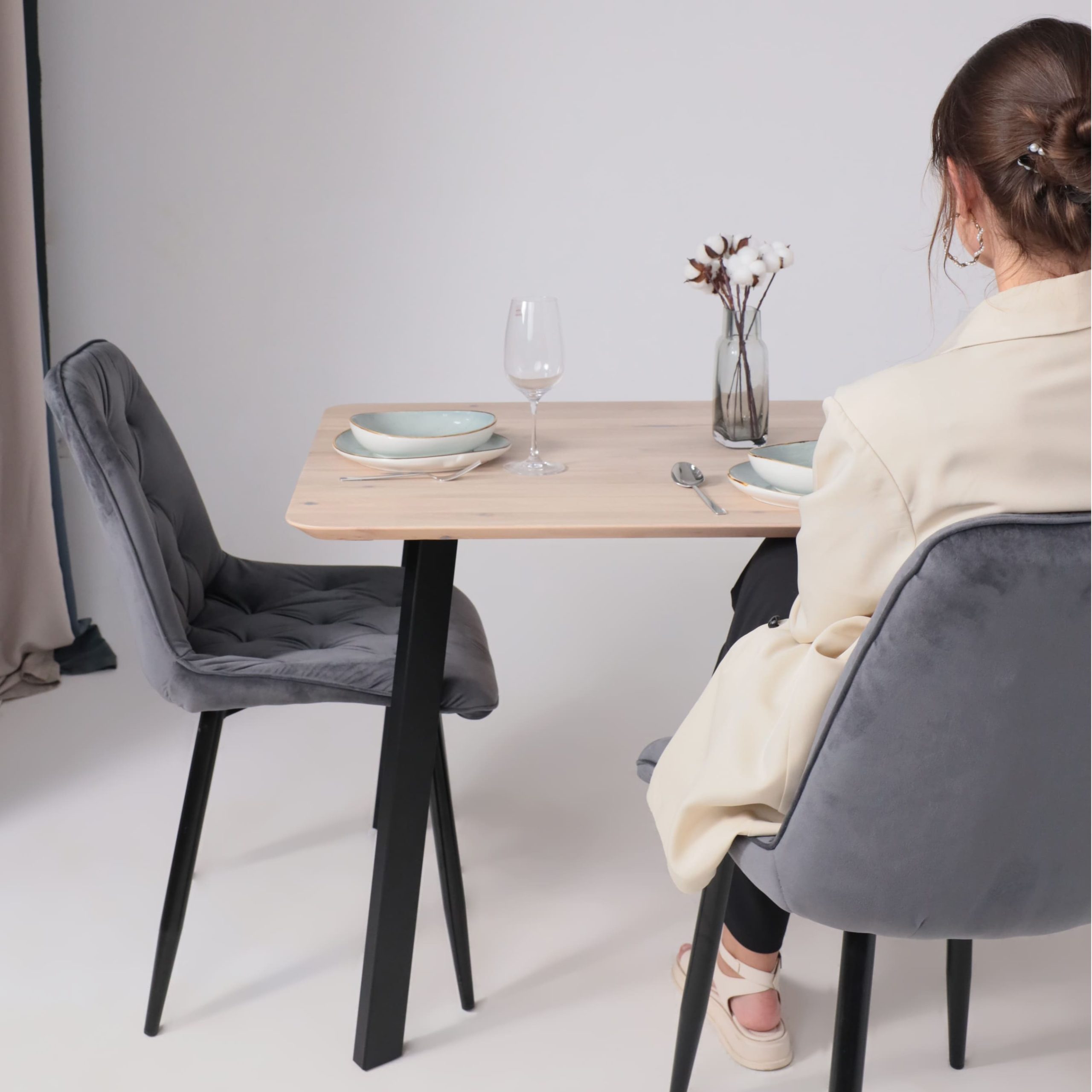 Стол МАЙОН, 130*80*74, дуб беленый/черный (ПР-2 DSW (Т27) (02) КС-60)