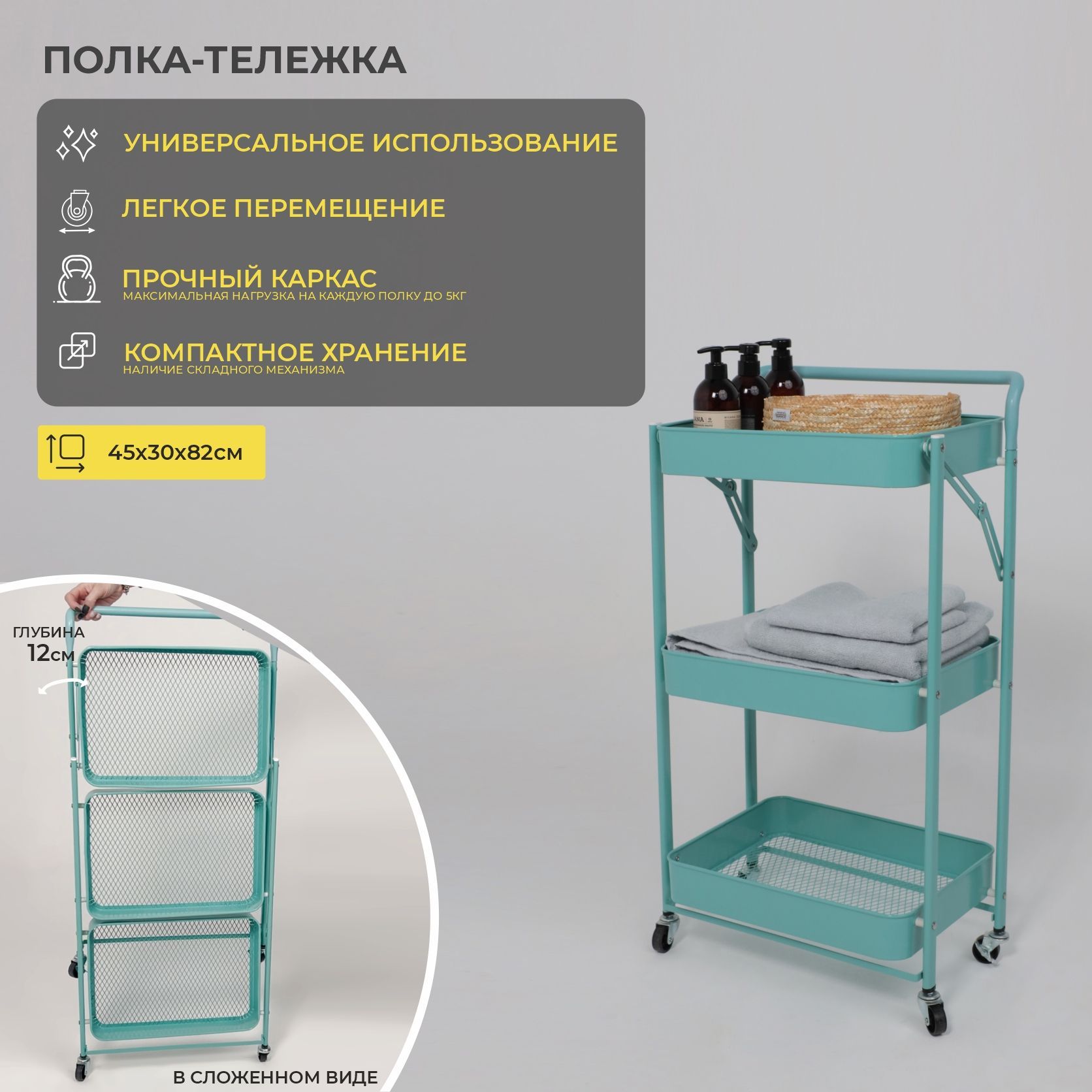 Этажерка NIKA, голубая (бирюзовый)