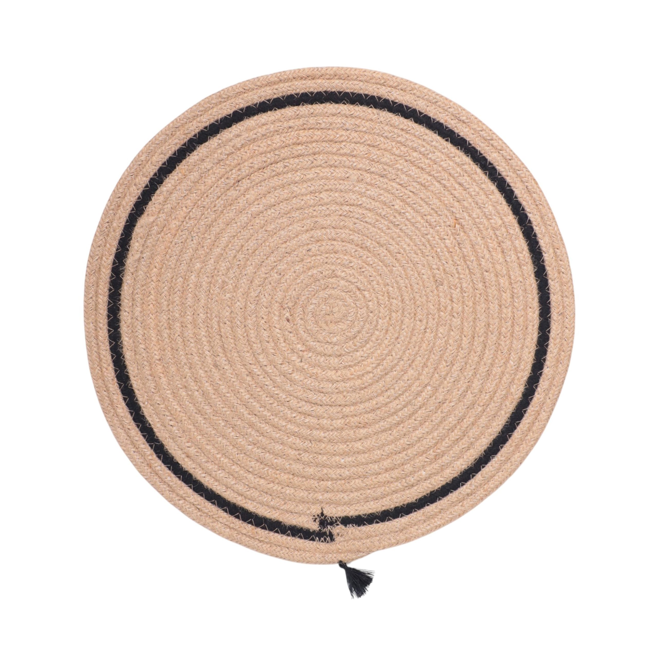 Подставка сервировочная LINENOVA, круглая, натуральный+черный, 38см