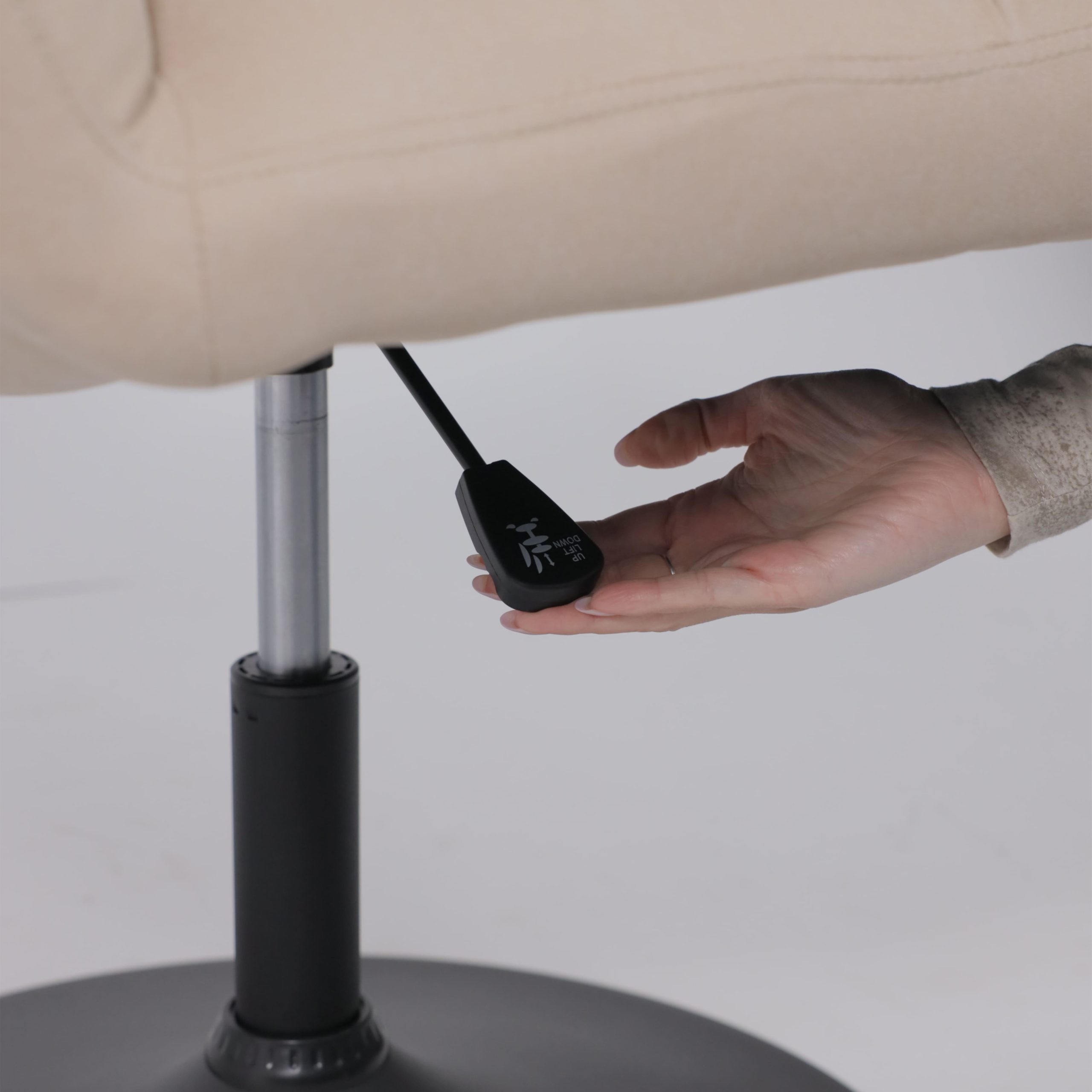 Кресло GRANDE, поворотное, песочная ткань Linen Fabric-3/черный